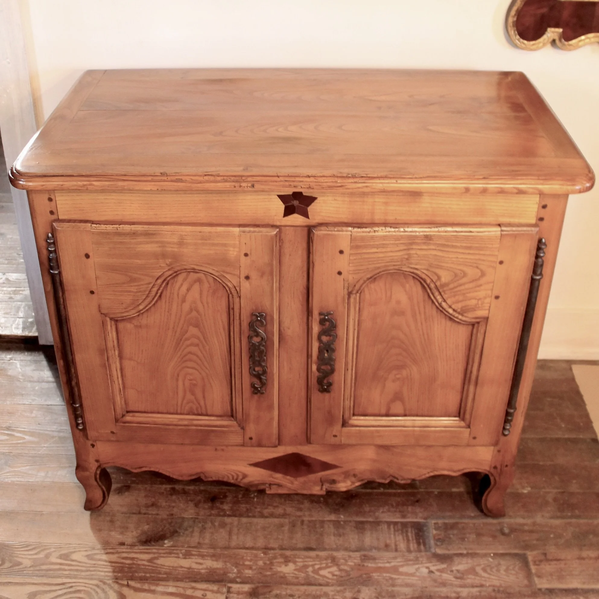 Small French Provincial Louis XV Elm Cabinet, 19th Century