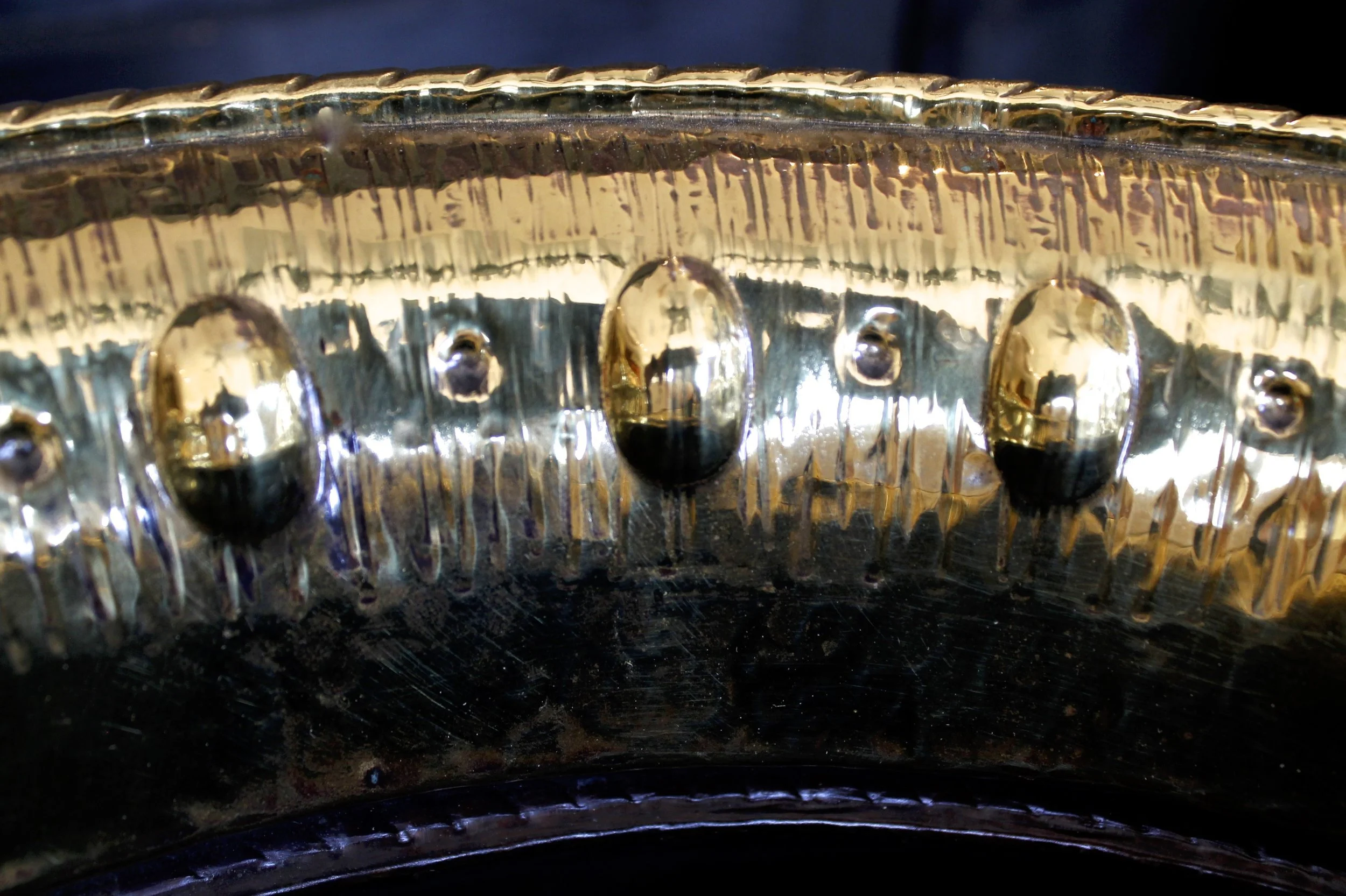 Large Baroque Brass Repousée Cachepot