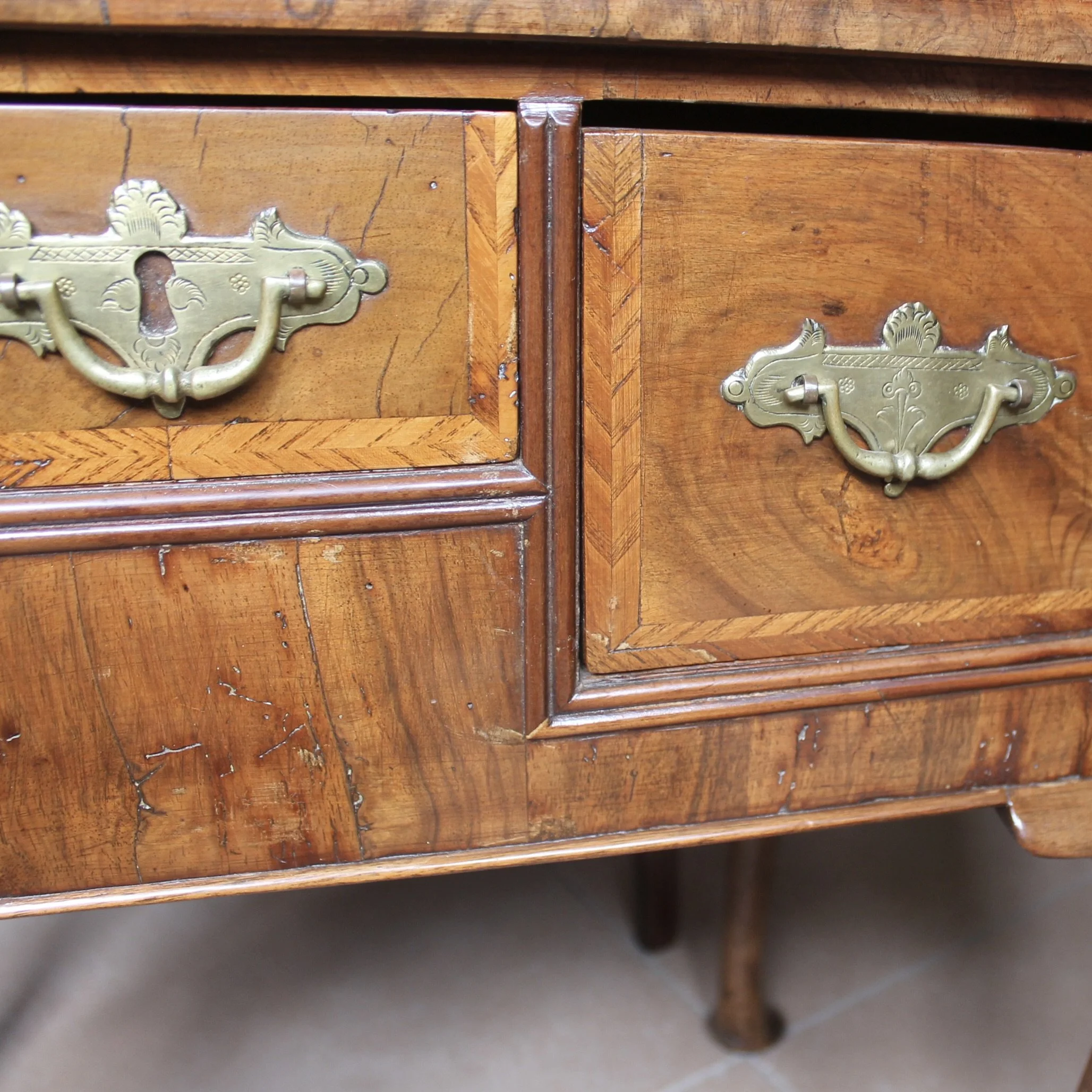 Queen Anne Period Burl Walnut Lowboy