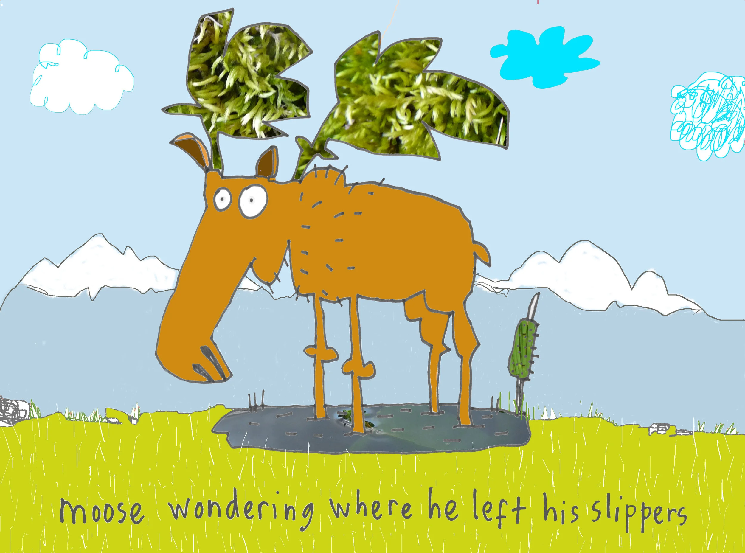 Moose looking for his slippers