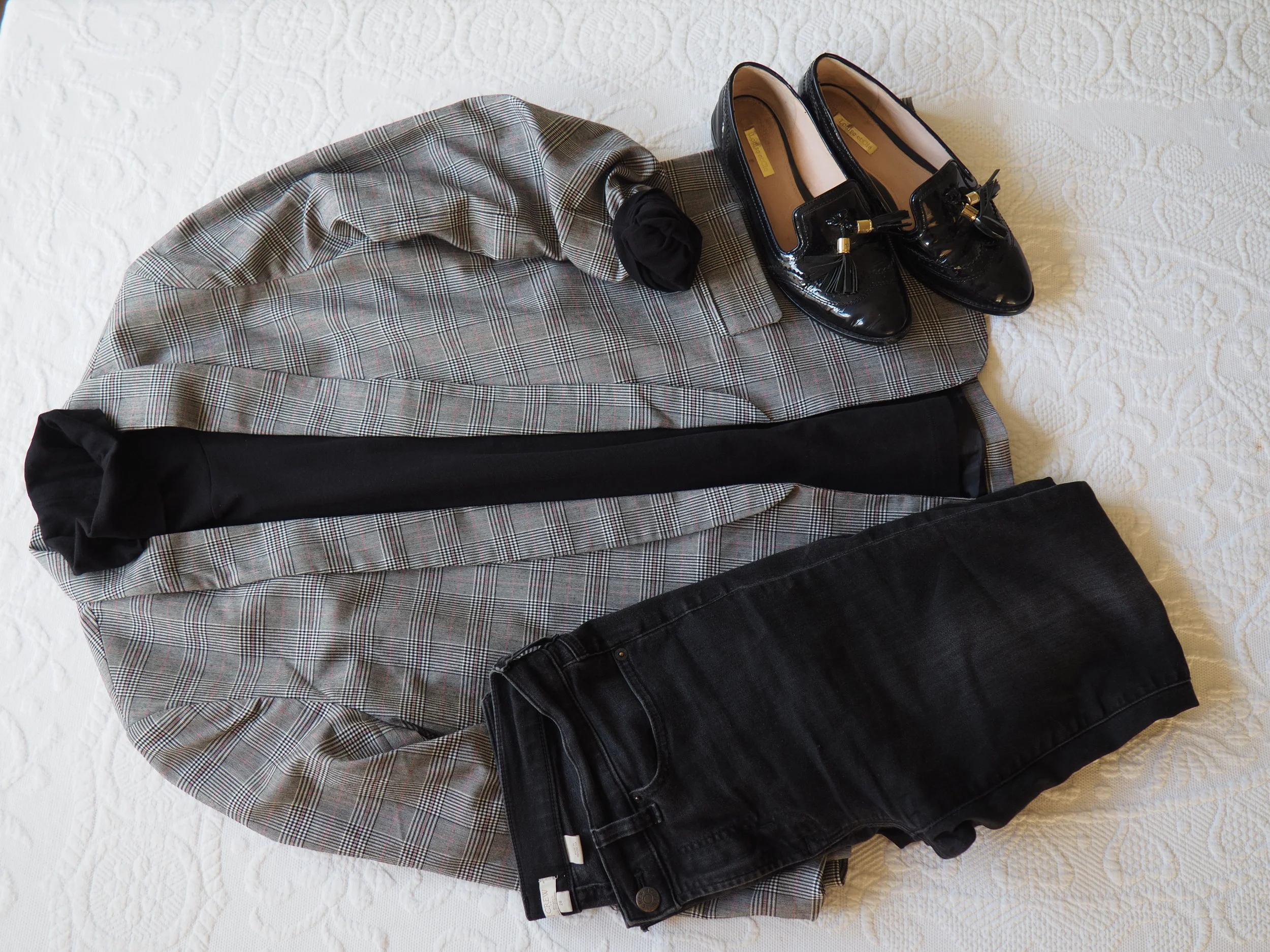 Black Turtleneck | Blazer ( Similar ) | Denim | Loafers ( Similar ) 
