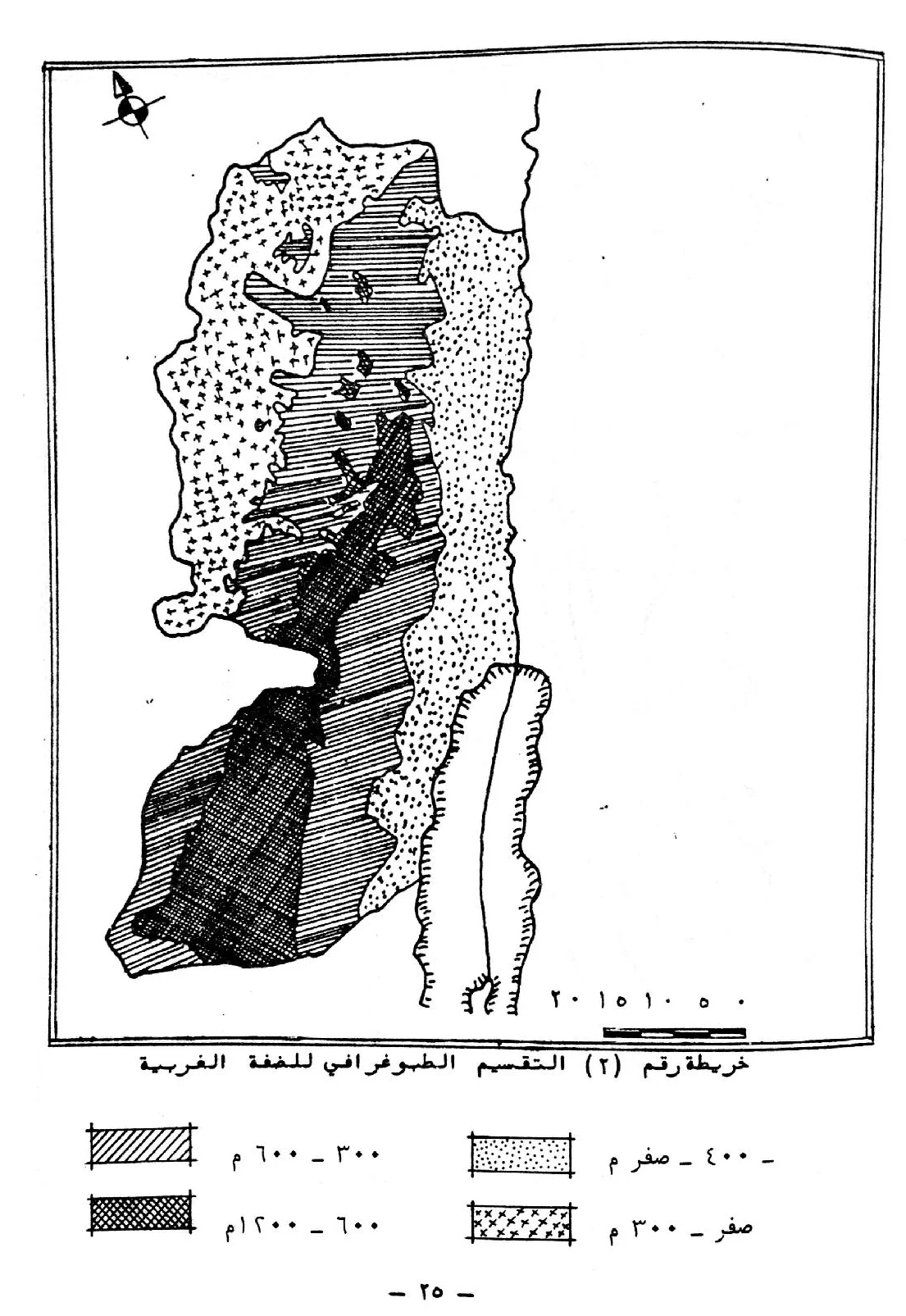 Topographical map of the West Bank