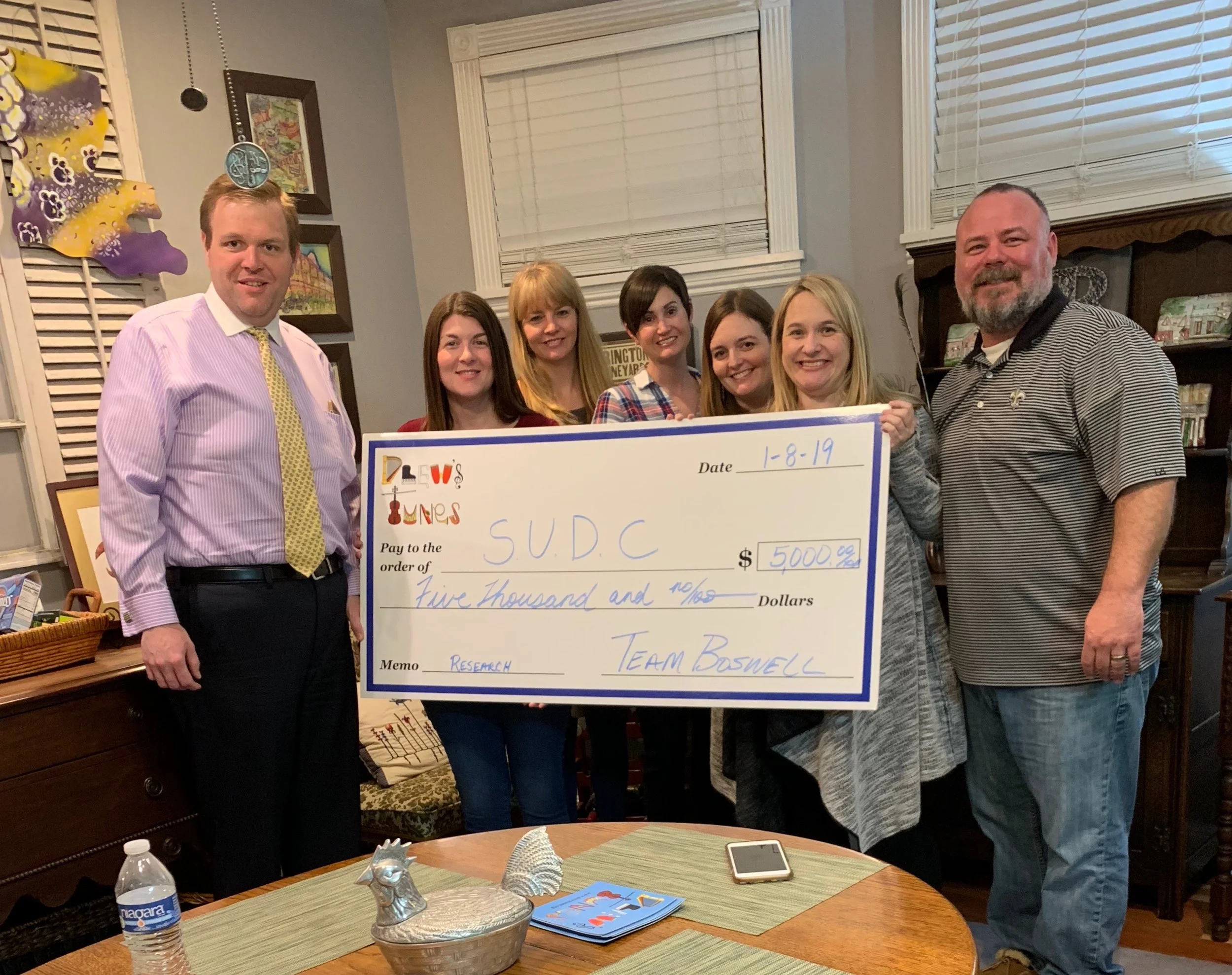 Drew’s Tunes Board recently donated $5,000 to the SUDC Foundation.