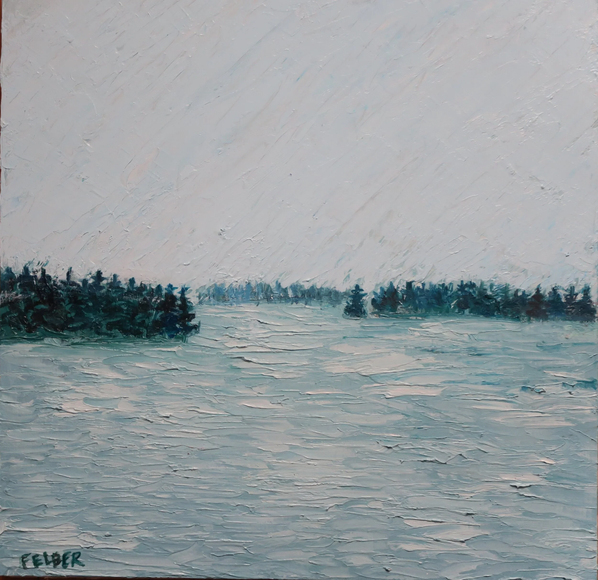  Mist Over the Bay (Waldoboro) - SOLD  Oils on panel  12 x 12  2019 