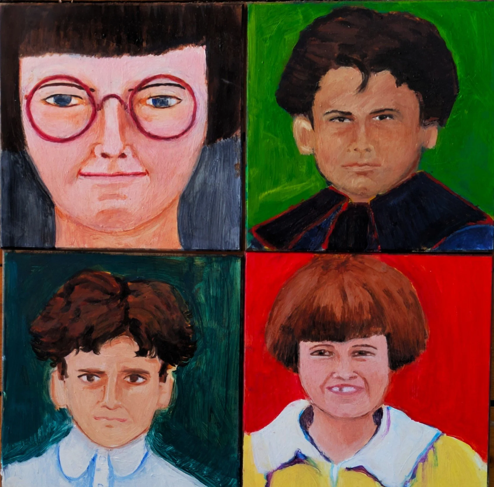 Student portraits, 6" x 6" panels, oils