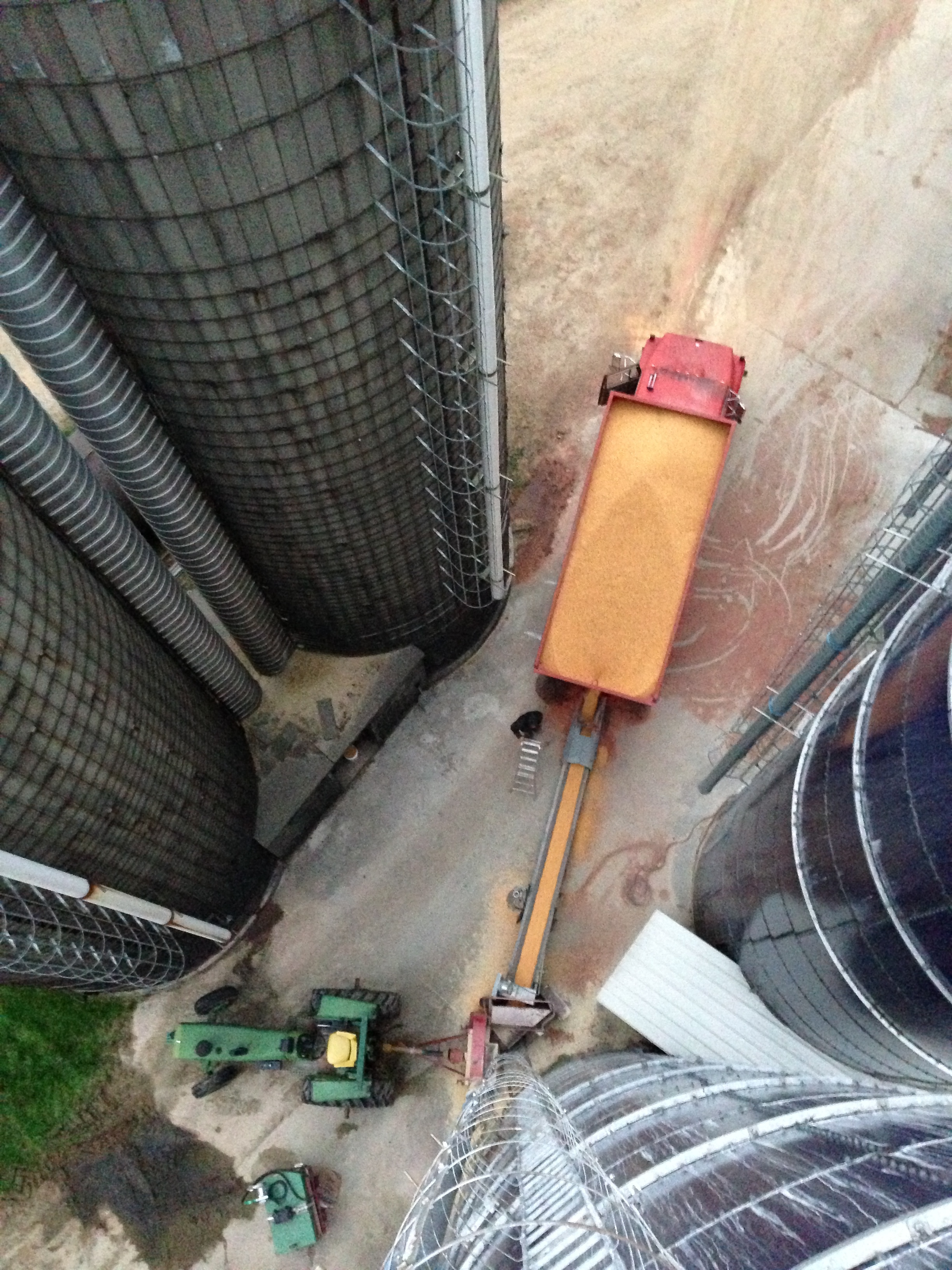 looking down from silo on corn truck-001.JPG