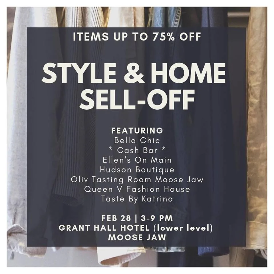 We are coming to see you Moose Jaw! Come join us for a drink and ridiculously crazy sales! Featuring: @bellachic_canada @bellachic_moosejaw @hudsonsboutique @queenvfashionhouse @ellensonmainflowers @tastebykatrina & Olive Tasting Room Moose Jaw GRANT HALL HOTEL (lower level) February 28 3-9 PM