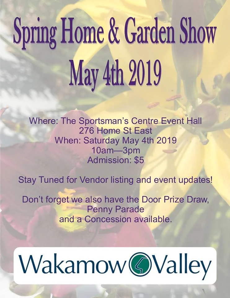 Our annual Spring Home and Garden Trade Show will take place on Saturday May 4th 2019. If you are interested in becoming a vendor for the event please call the Wakamow Valley Admin Office for details.