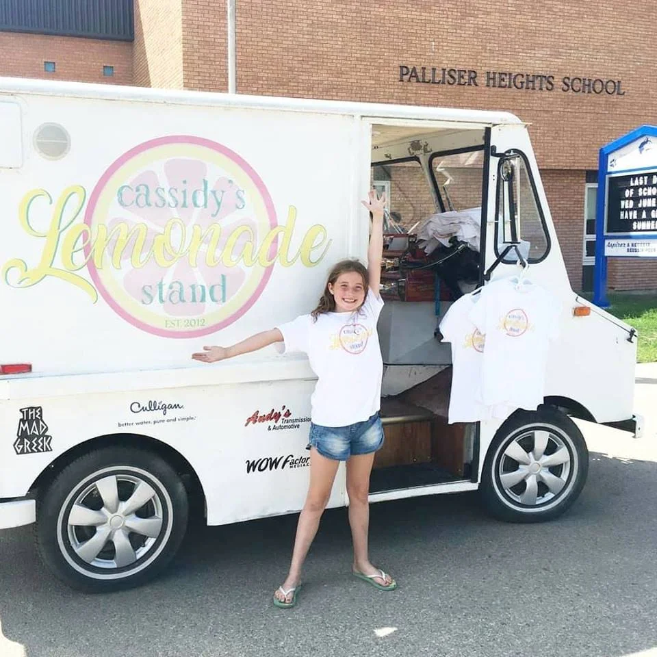 Cassidy's Lemonade Truck will be popping up at Palliser Heights School in Moose Jaw. Friday, June 21, 2019 - 1pm - 5pm & Saturday, June 22, 2019 - 11am - 3pm All proceeds to Cystic Fibrosis advocacy and research to find a cure.