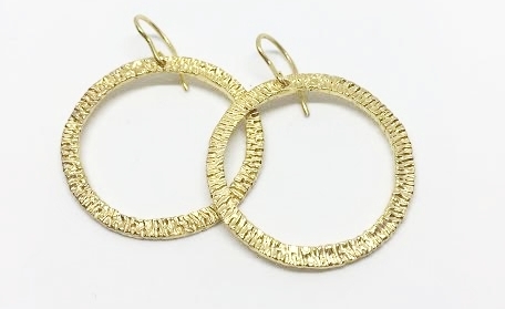 14K Gold Plated 1-1/2" Hoop Earrings