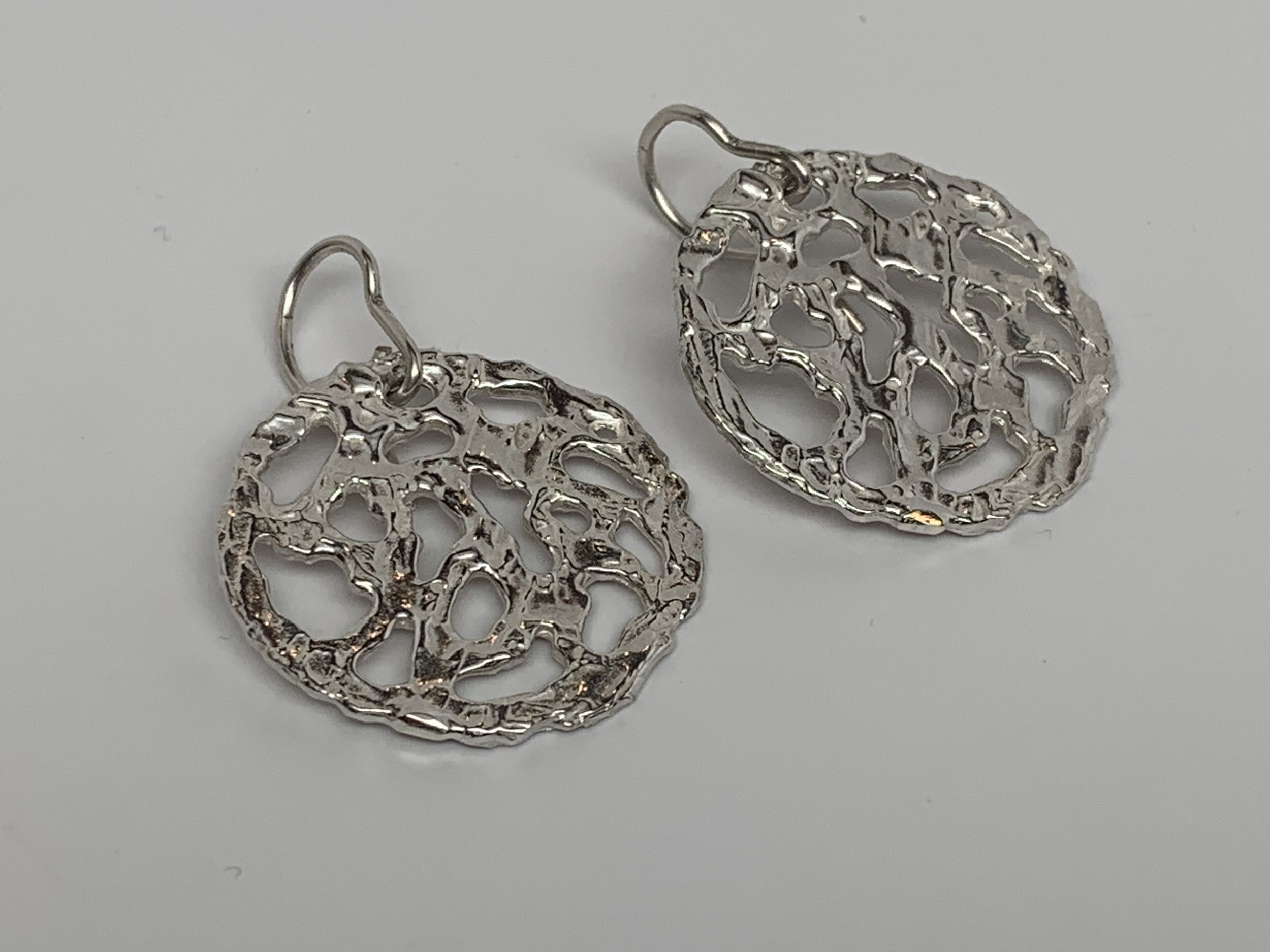 Sterling Silver Organic Disc Earrings