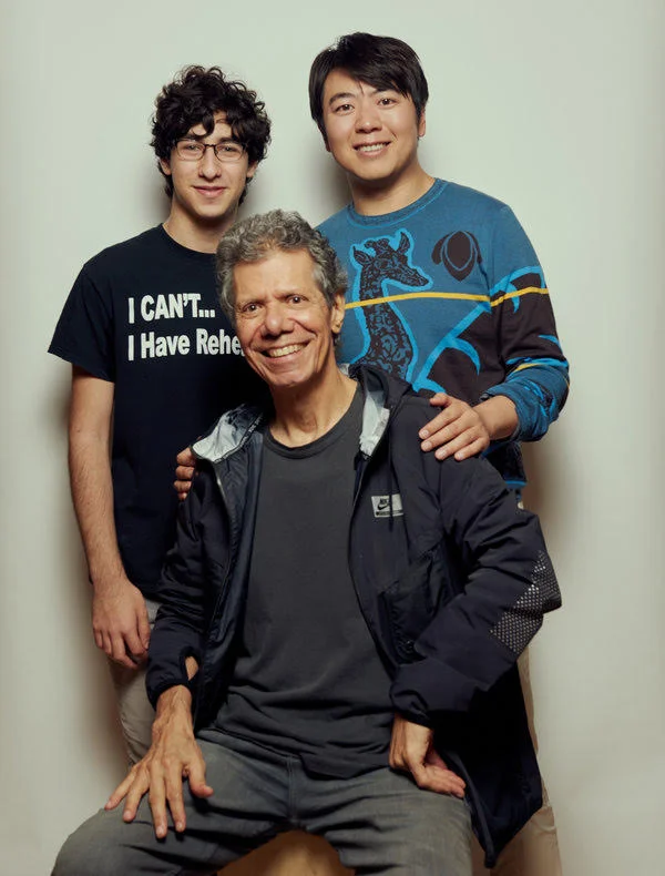 Laureate Maxim Lando. Lang Lang, and Chick Corea after a performace together.