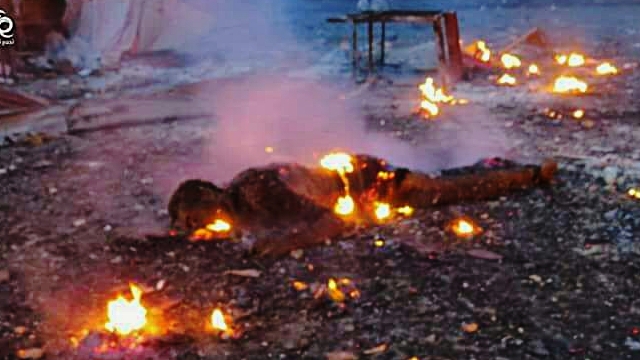  A man in Syria burning after a white phosphorus attack 