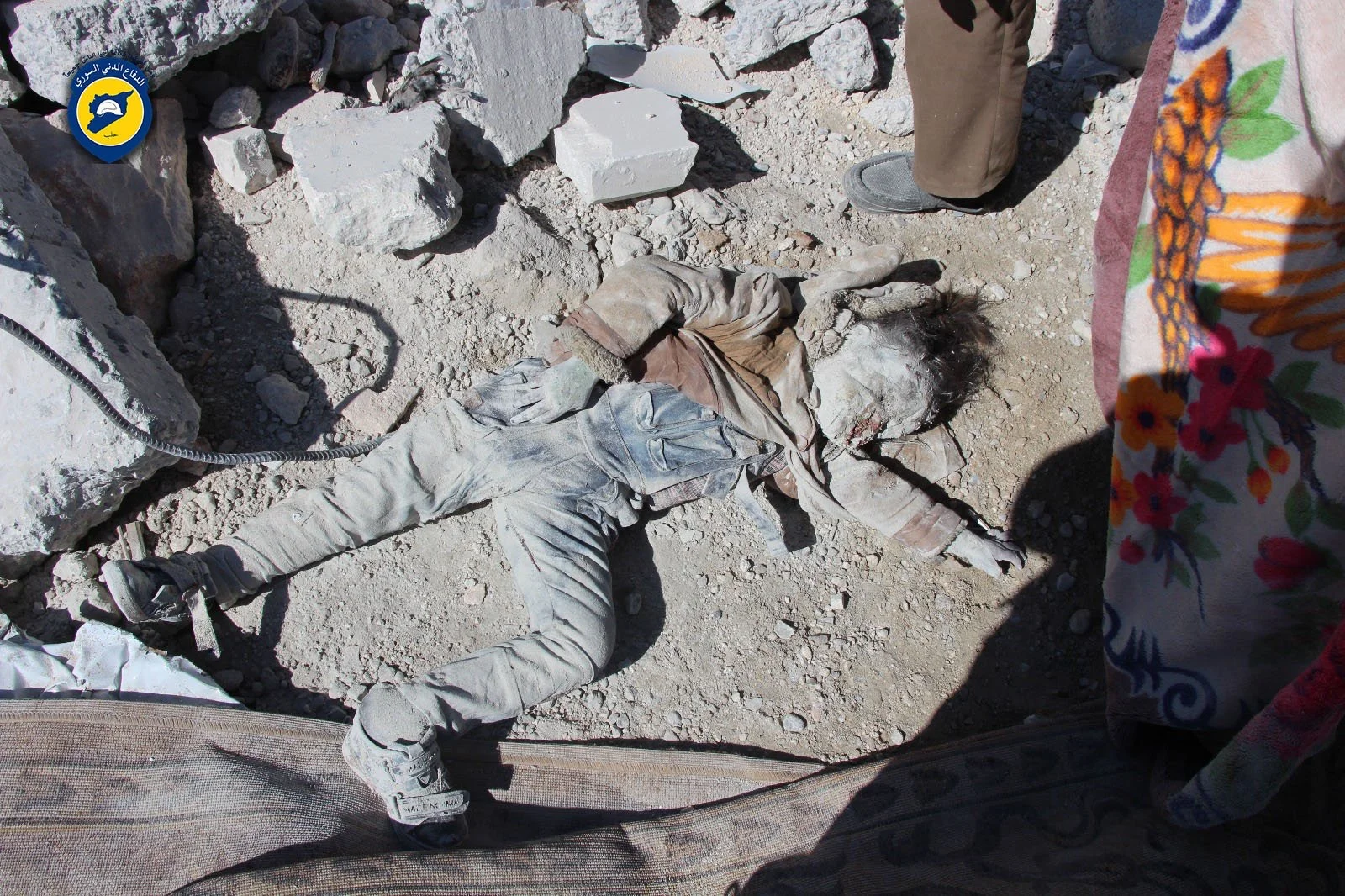 Child murdered by a bomb attack in Syria.