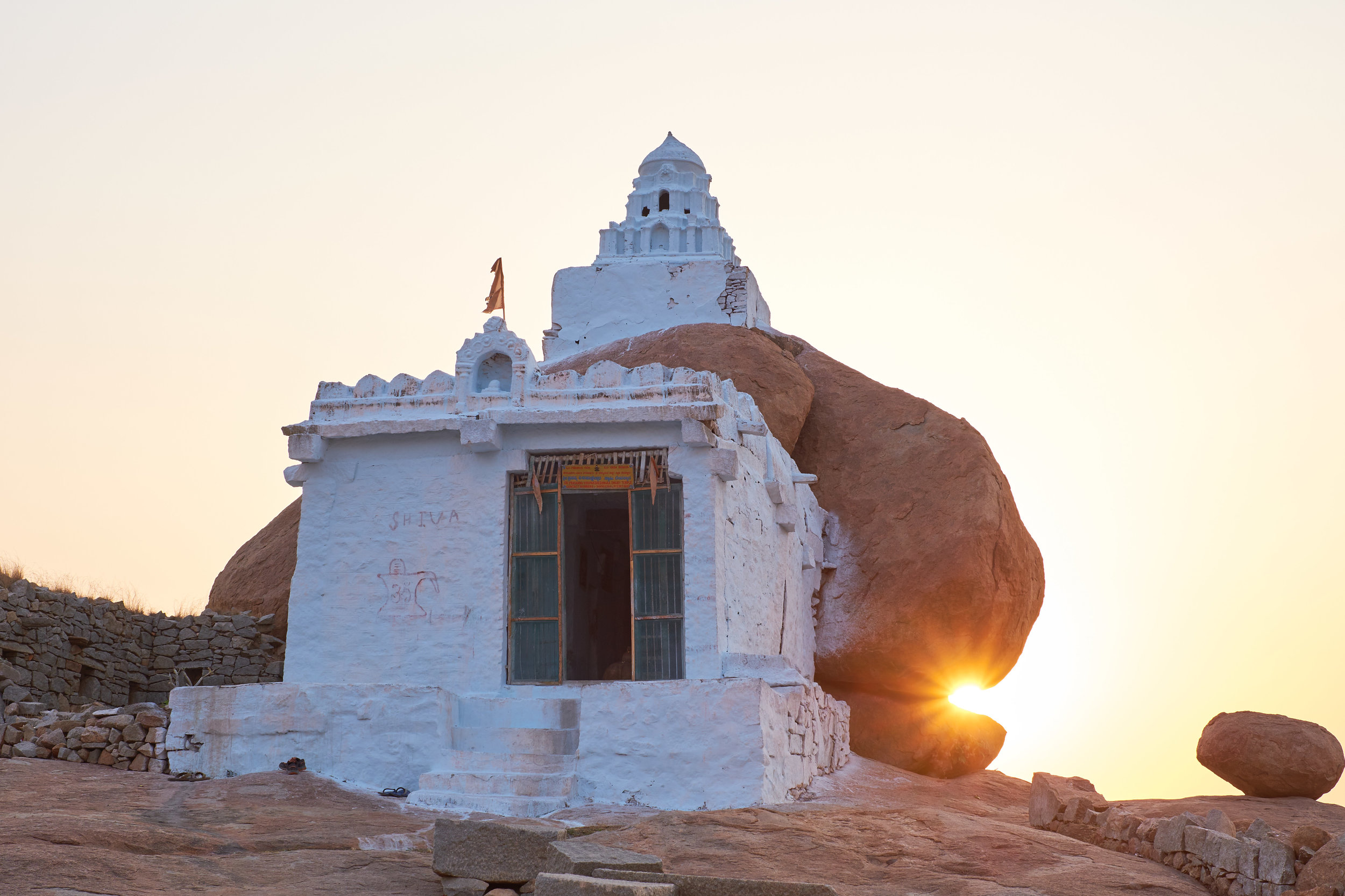 Hilltop at sunset. Hampi
