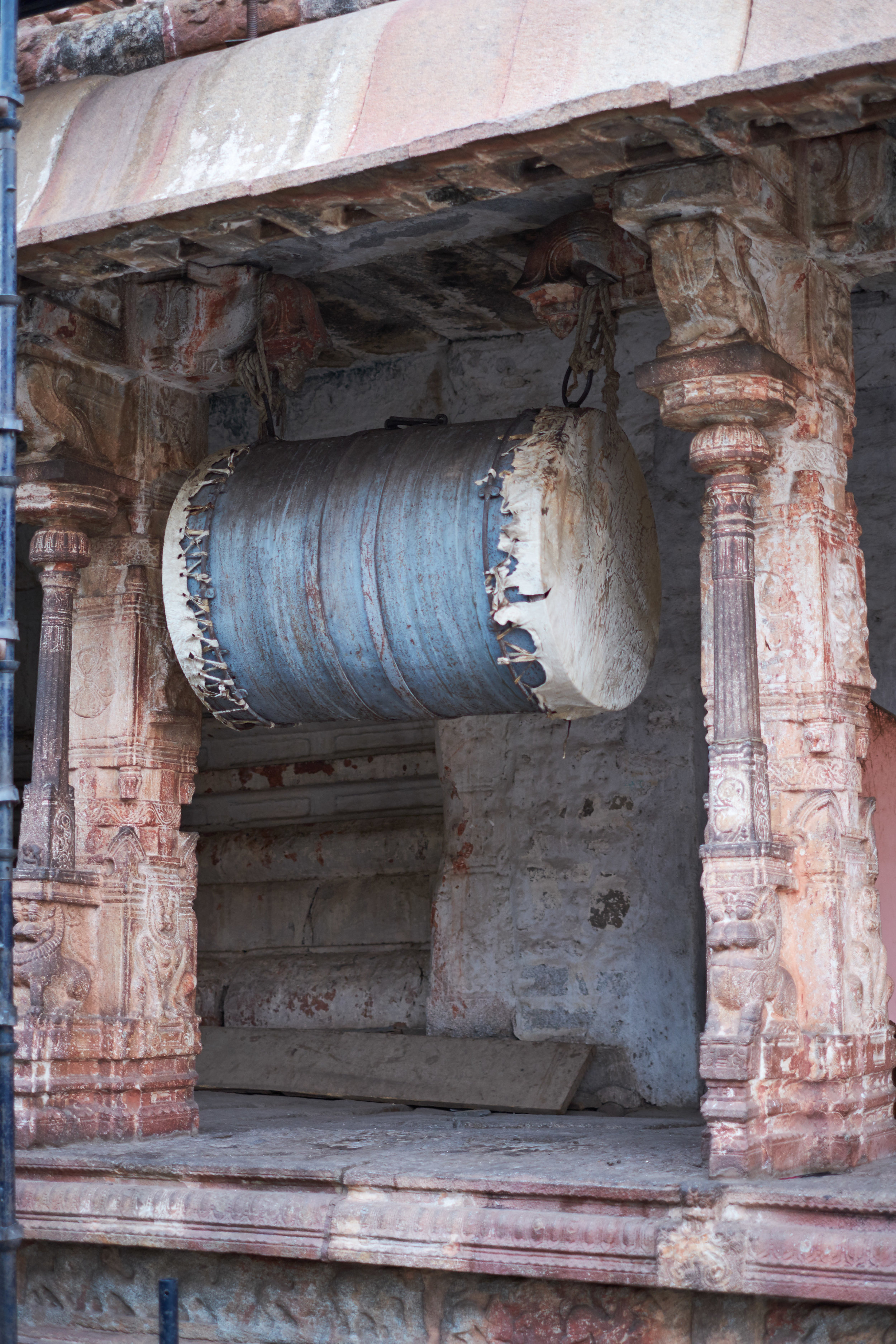 Drum inside the Virupaksha Temple. Hampi