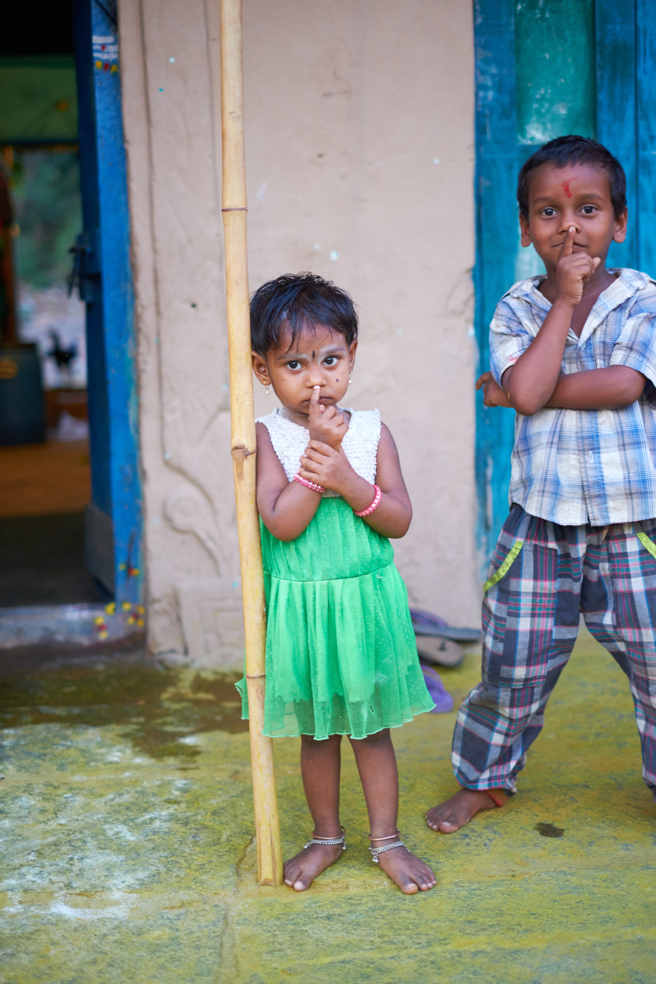 Little girl and her brother. Hampi