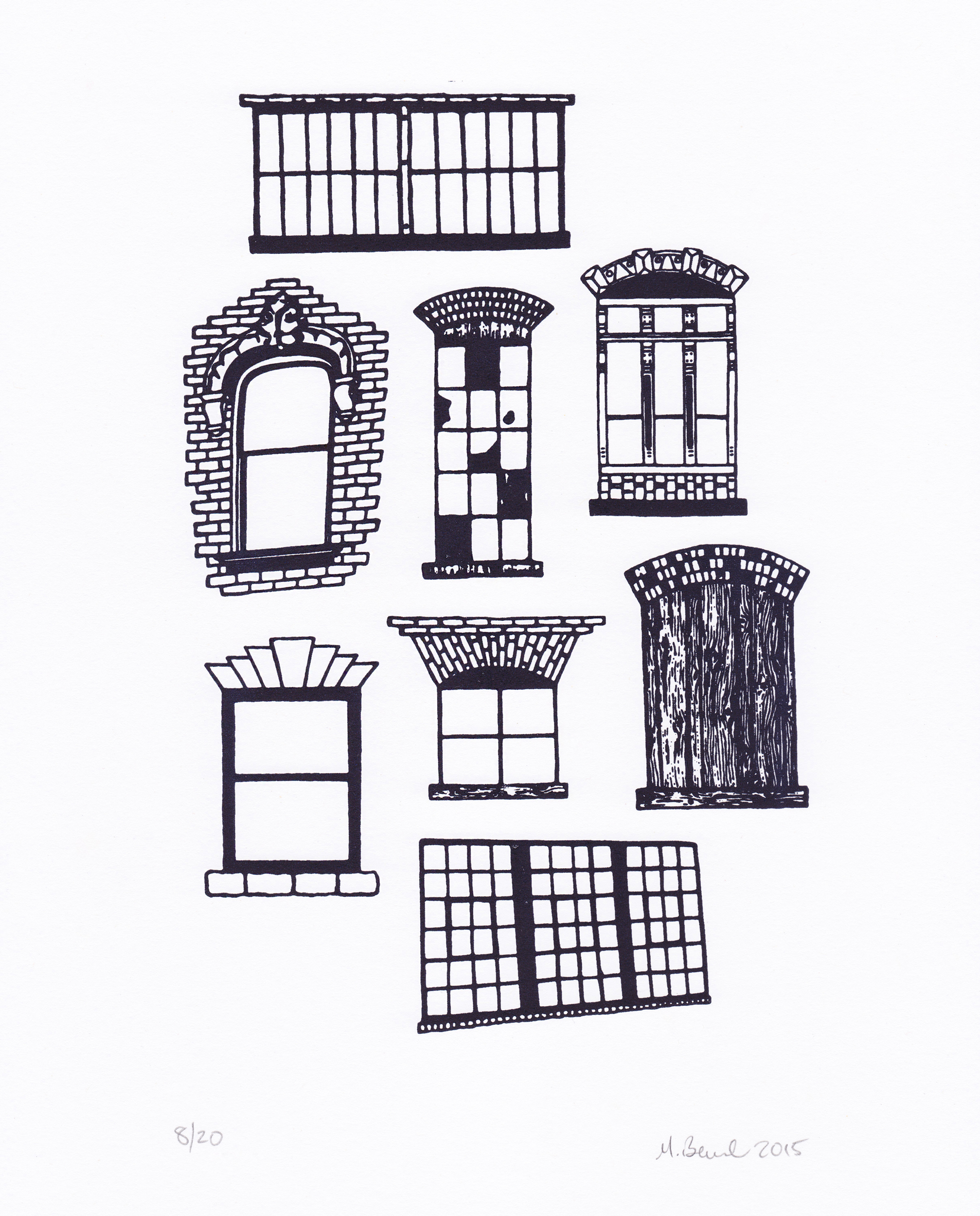   Windows Open  Oil-based letterpress ink on Strathmore Letterpress Paper 8” x 10” 2015 