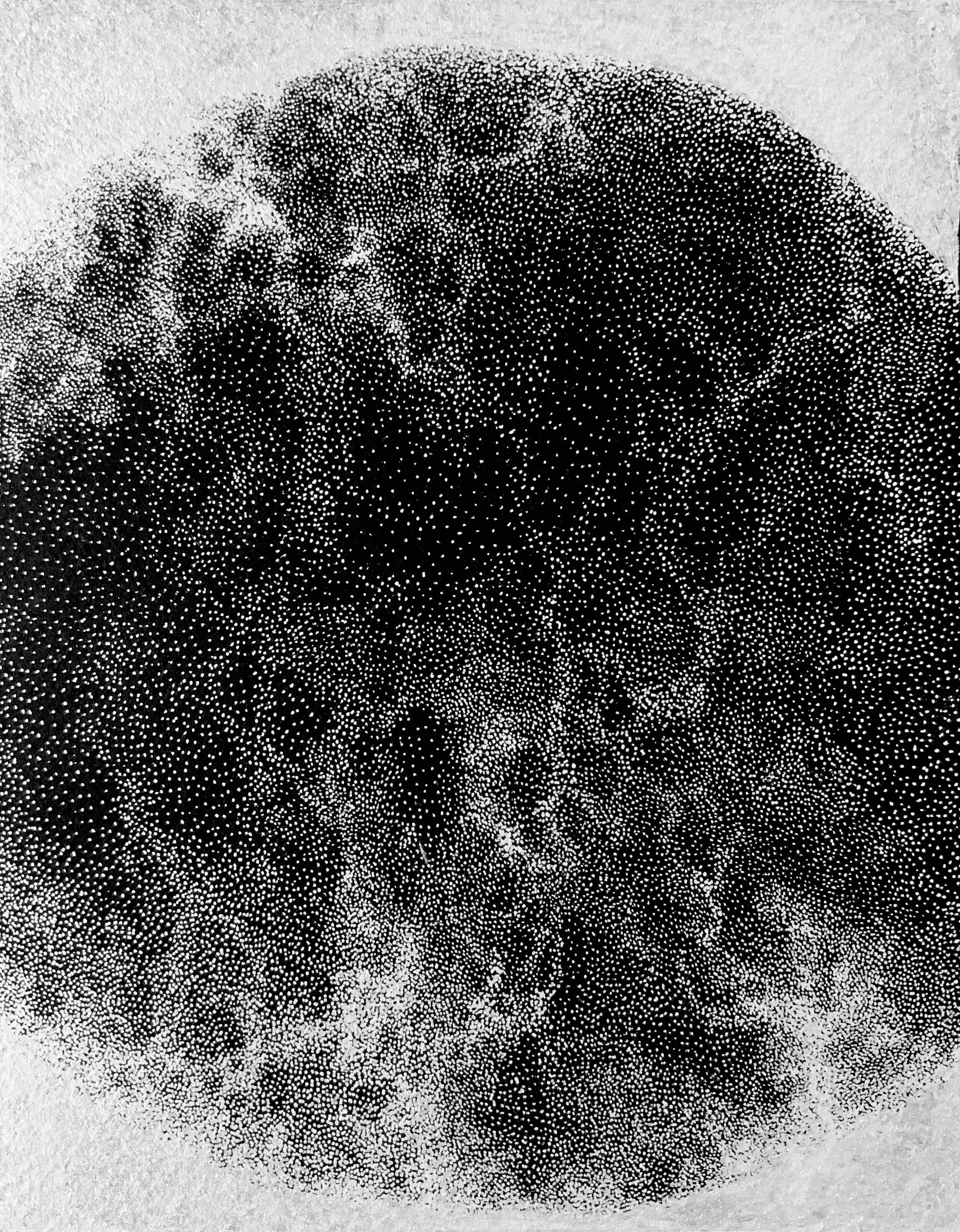 Dark Matter VI, 2020, 8” x 10” Silver ink on paper