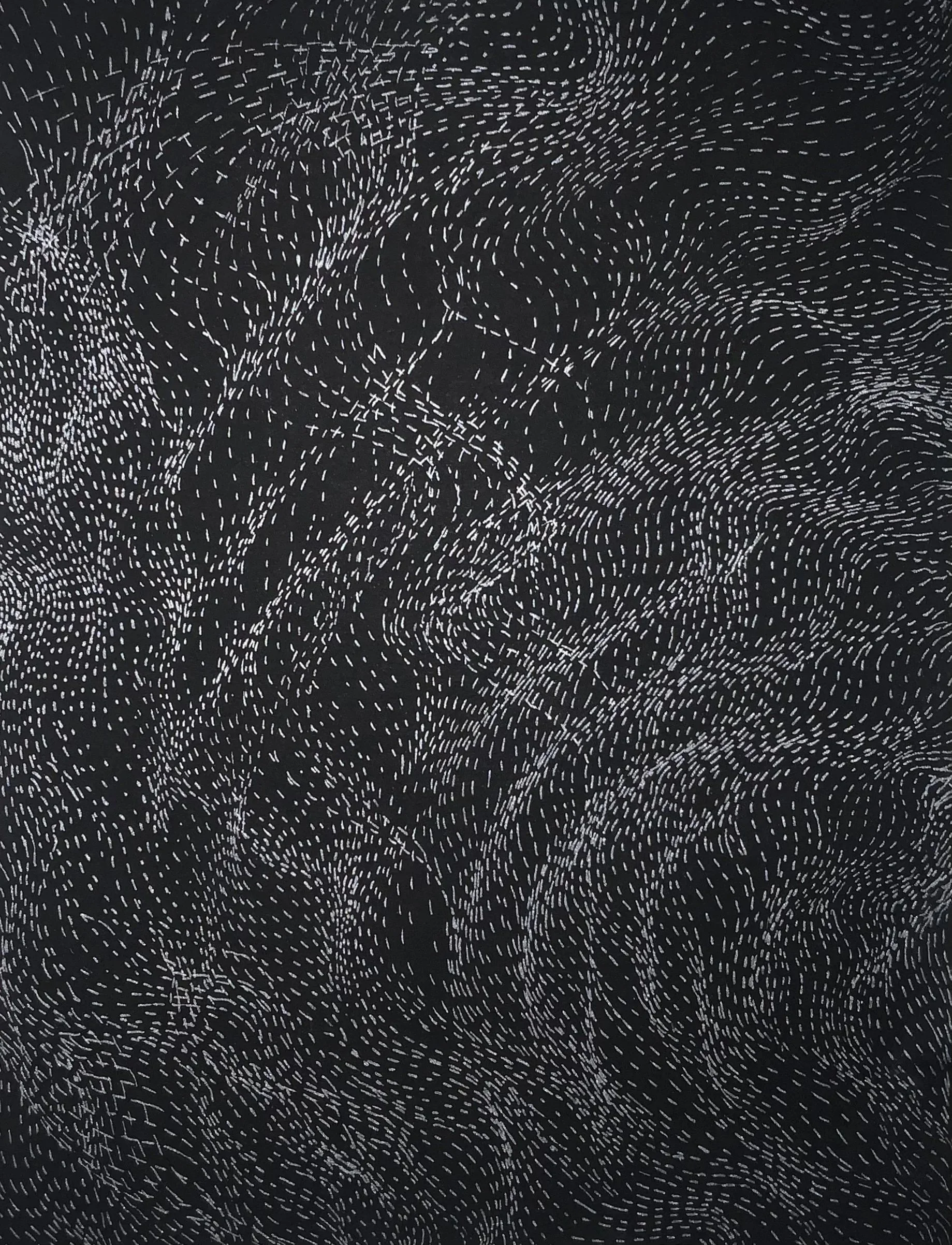 Intervals II , 2022, 8’’ x 10,” Silver leaf on paper 