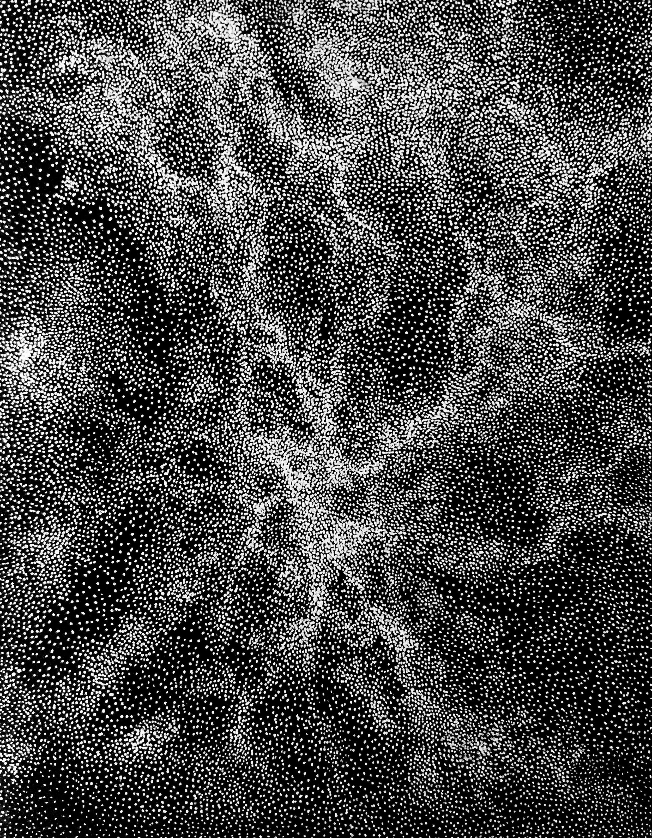 Dark Matter V, 2020, 8” x 10” Silver ink on paper
