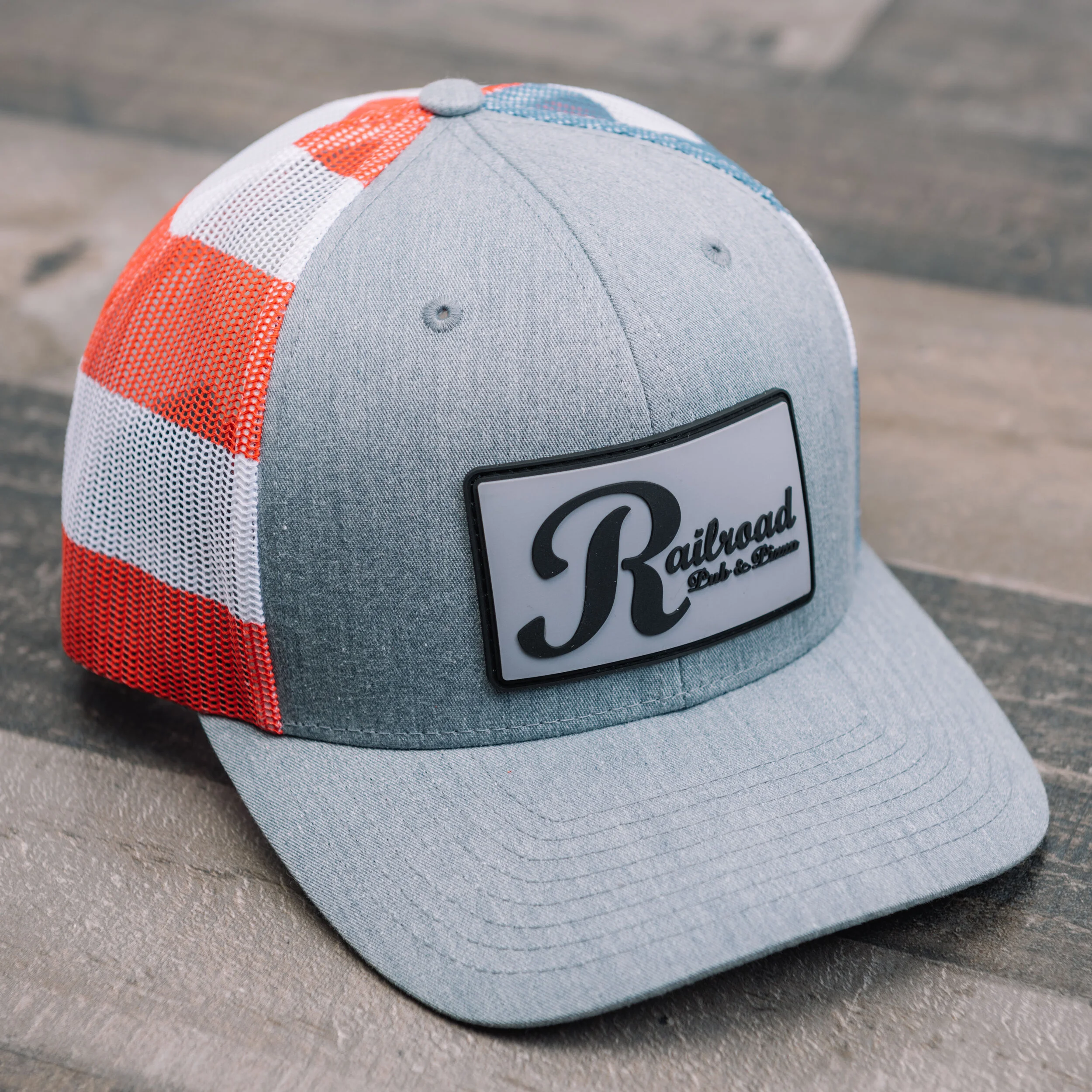 Railroad USA Flag Snapback Hat — Train 