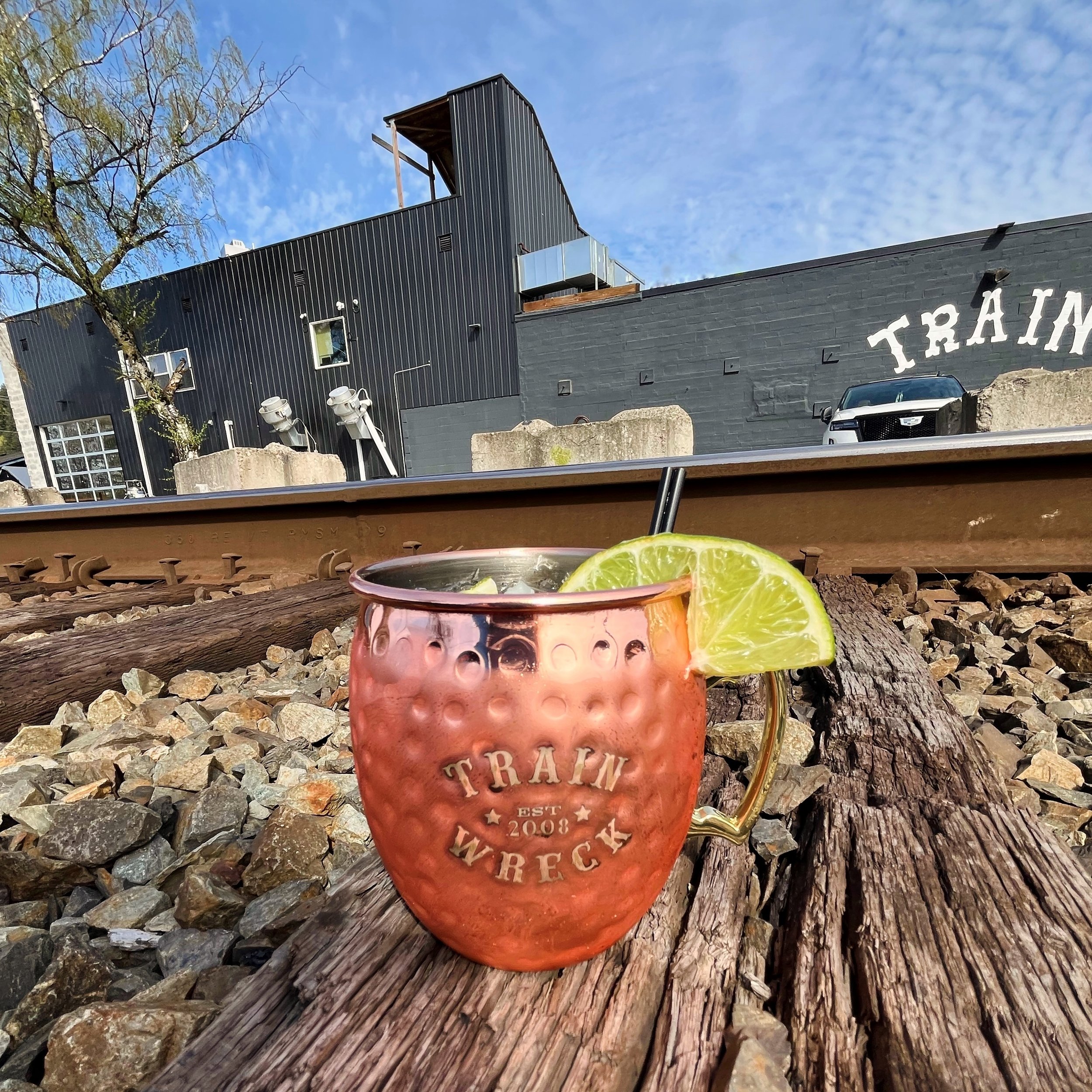 We love a good Moscow Mule in the sunshine! These new etched 17oz mugs are available for purchase too, $22 each.