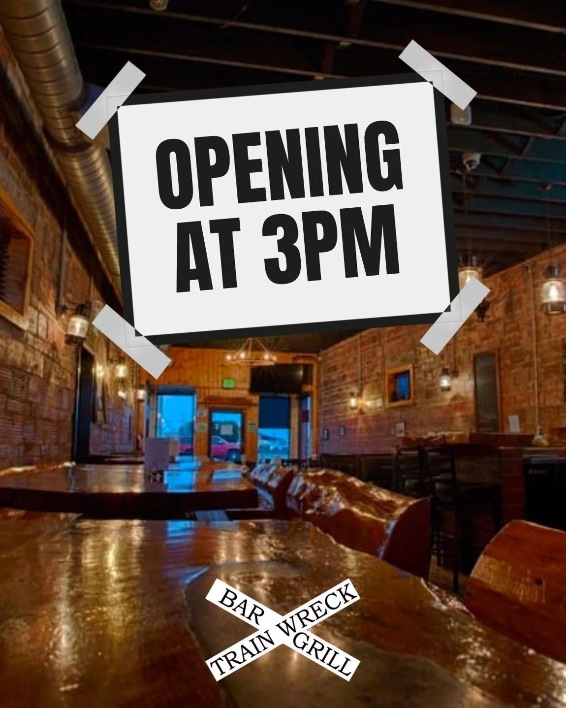 Train Wreck will open at 3pm today!