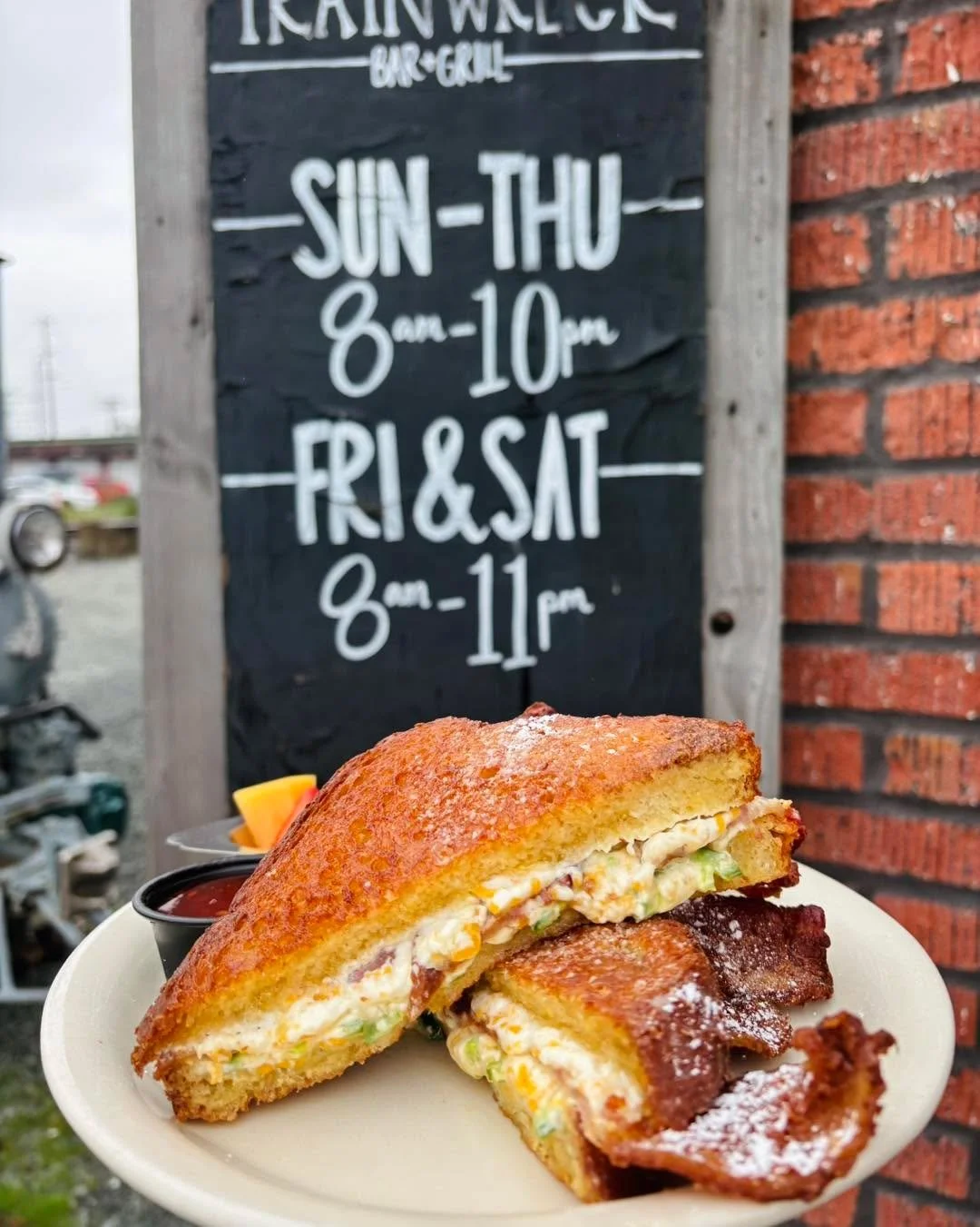 Breakfast is calling! Don&rsquo;t miss out Jalape&ntilde;o Popper French Toast special. House honey white bread filled with bacon, fresh jalape&ntilde;o, cheddar and cream cheeses, dipped in egg and fried. Topped with powdered sugar, served with stra