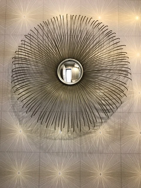 home staging in delray beach wall with modern metal mirror