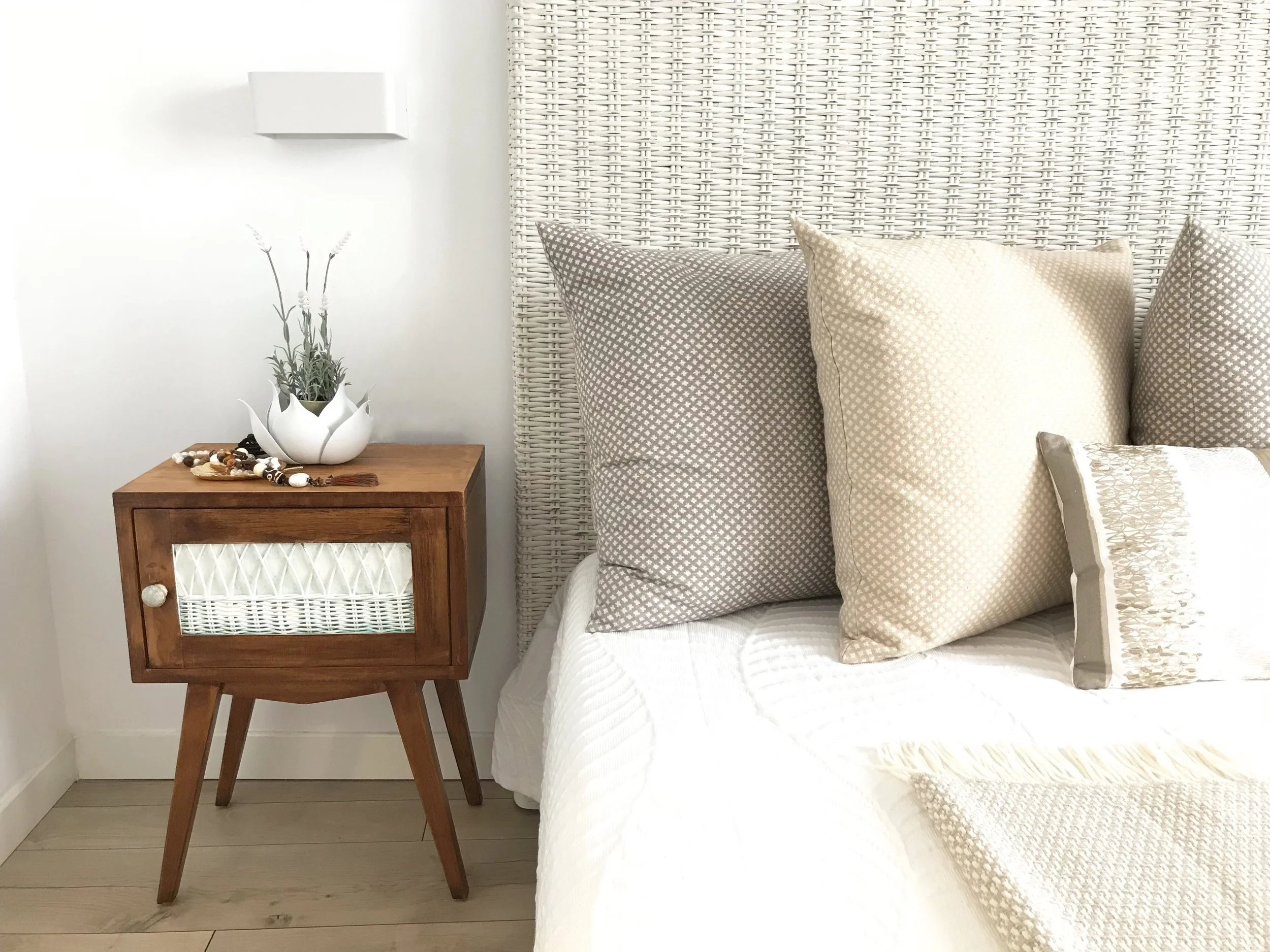 Modern beach bedroom staging 