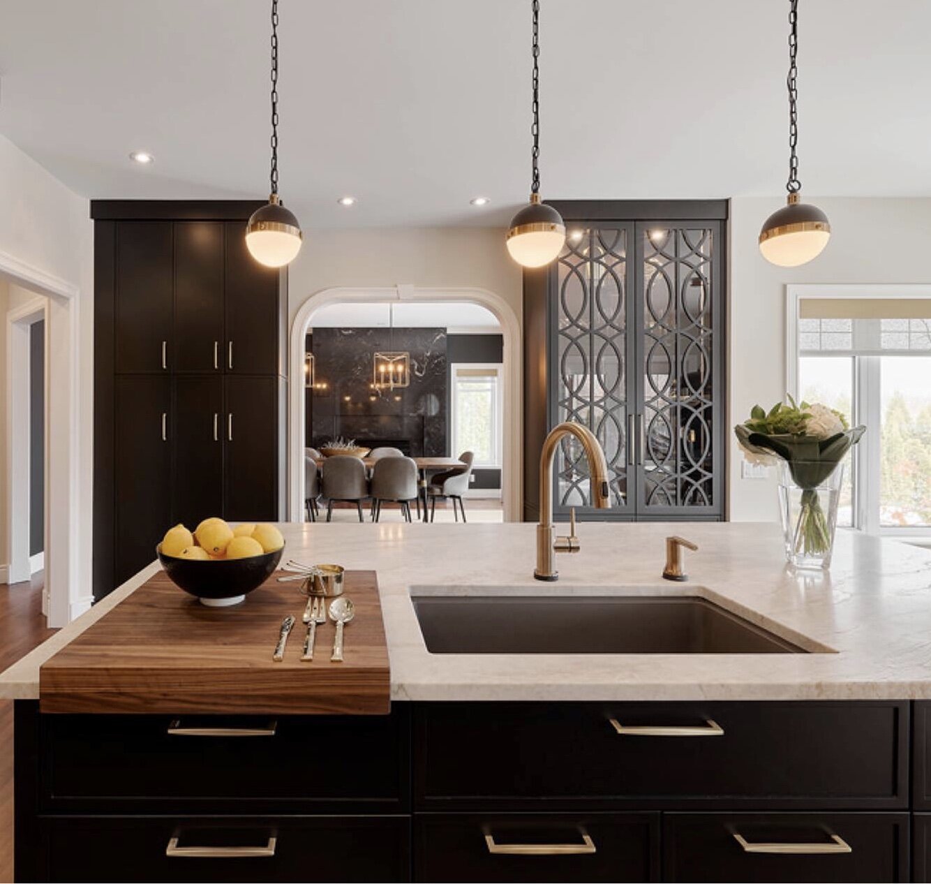 Hand crafted USA black kitchen cabinetry  