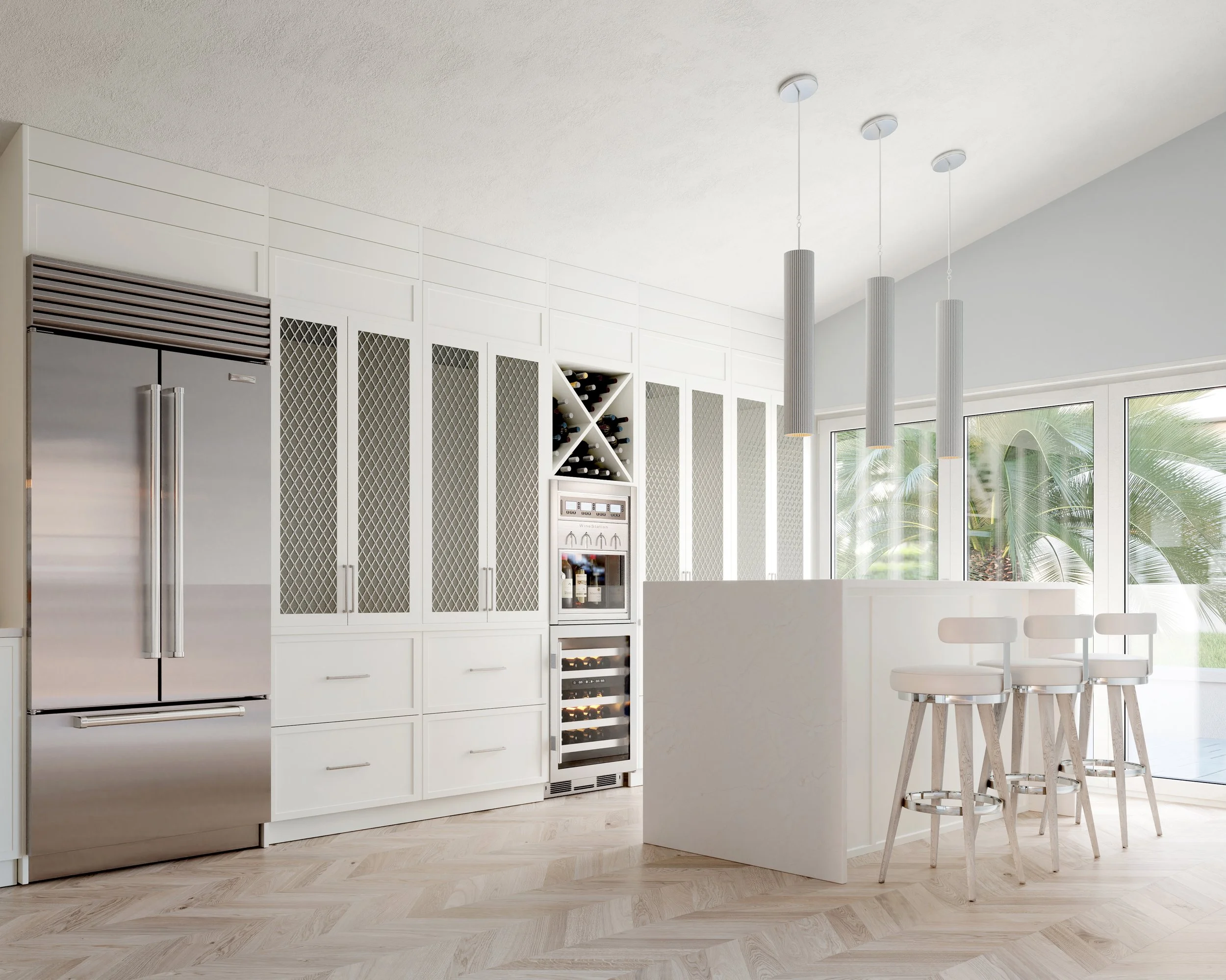 Delray Beach Kitchen Remodel Blue Refridge Island.JPG