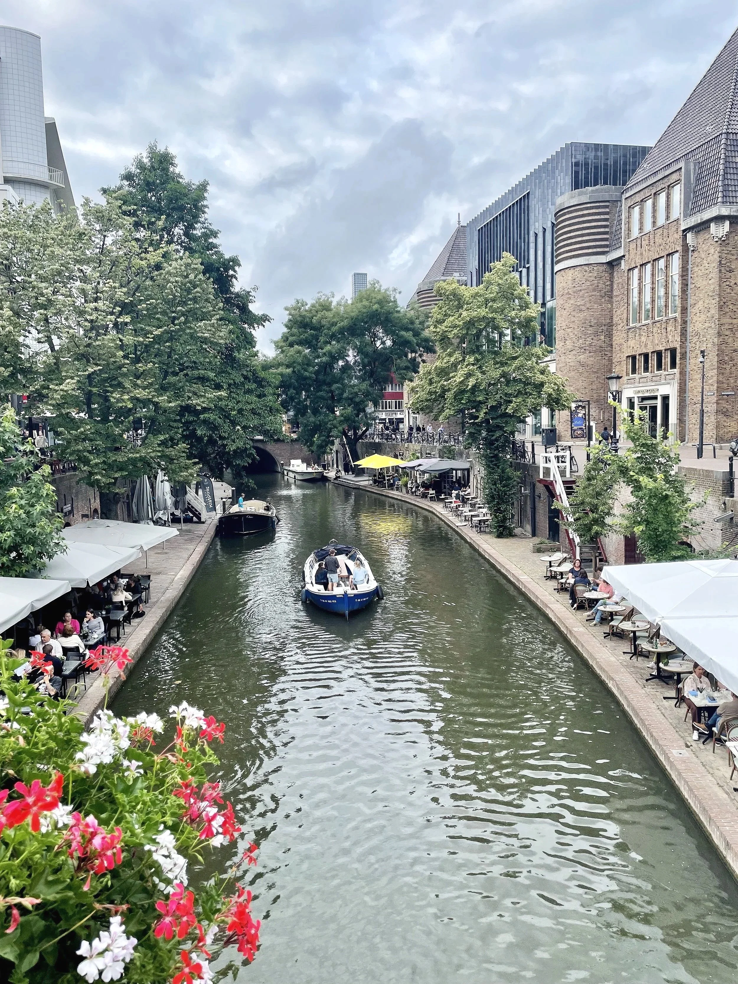 Utrecht canal seen from bridge above.