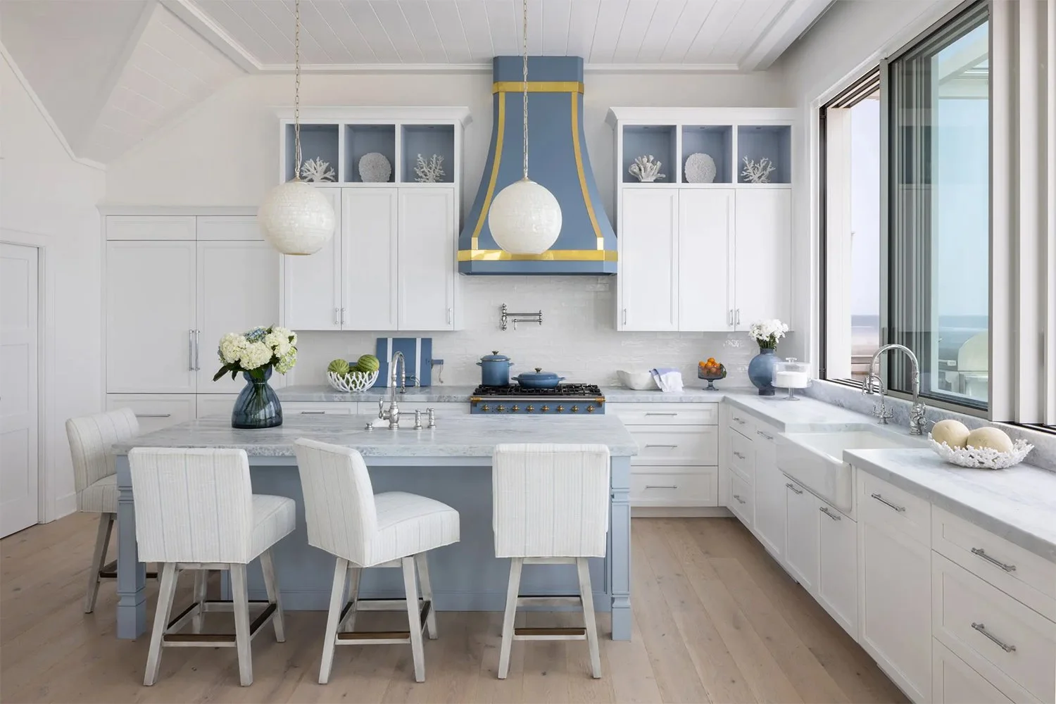 French Blue White Coastal Kitchen