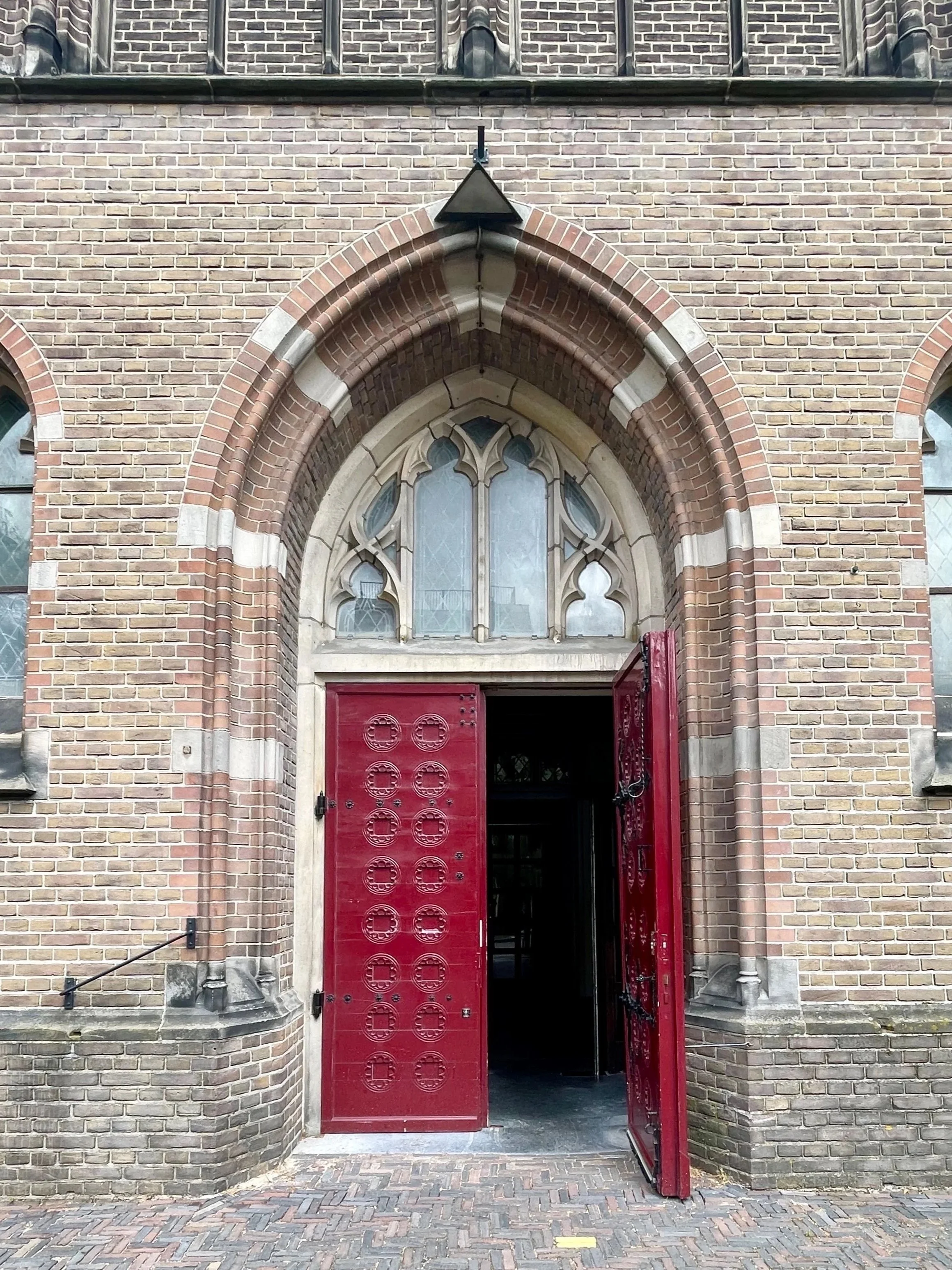 The Gothic facade of the St. Catherine’s Cathedral combines brick design from the 1550’s with steeped arches, and medieval windows with tracery. .