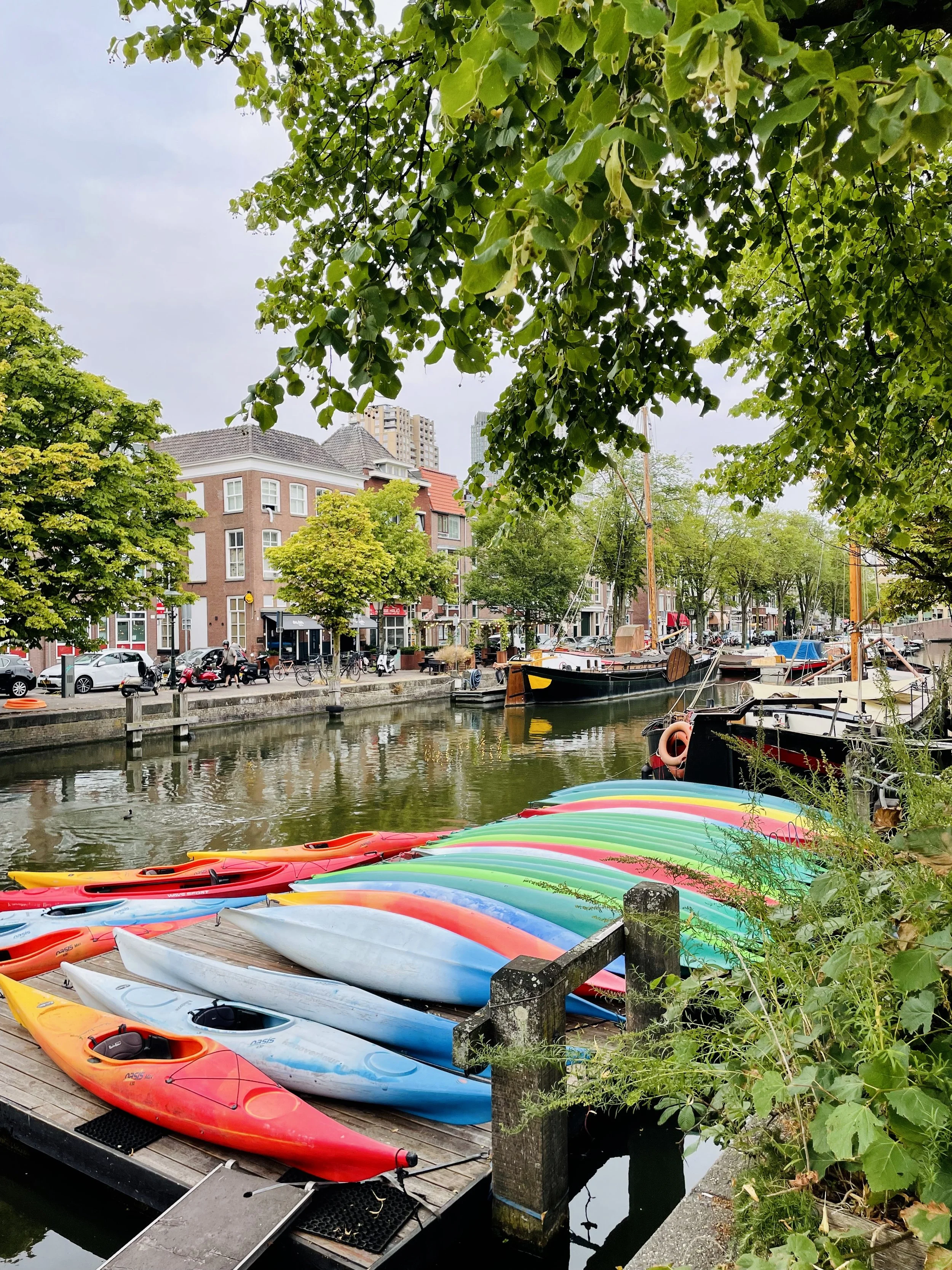 Canoes beckon out our front door on Bierkade Canal, Den Haag.