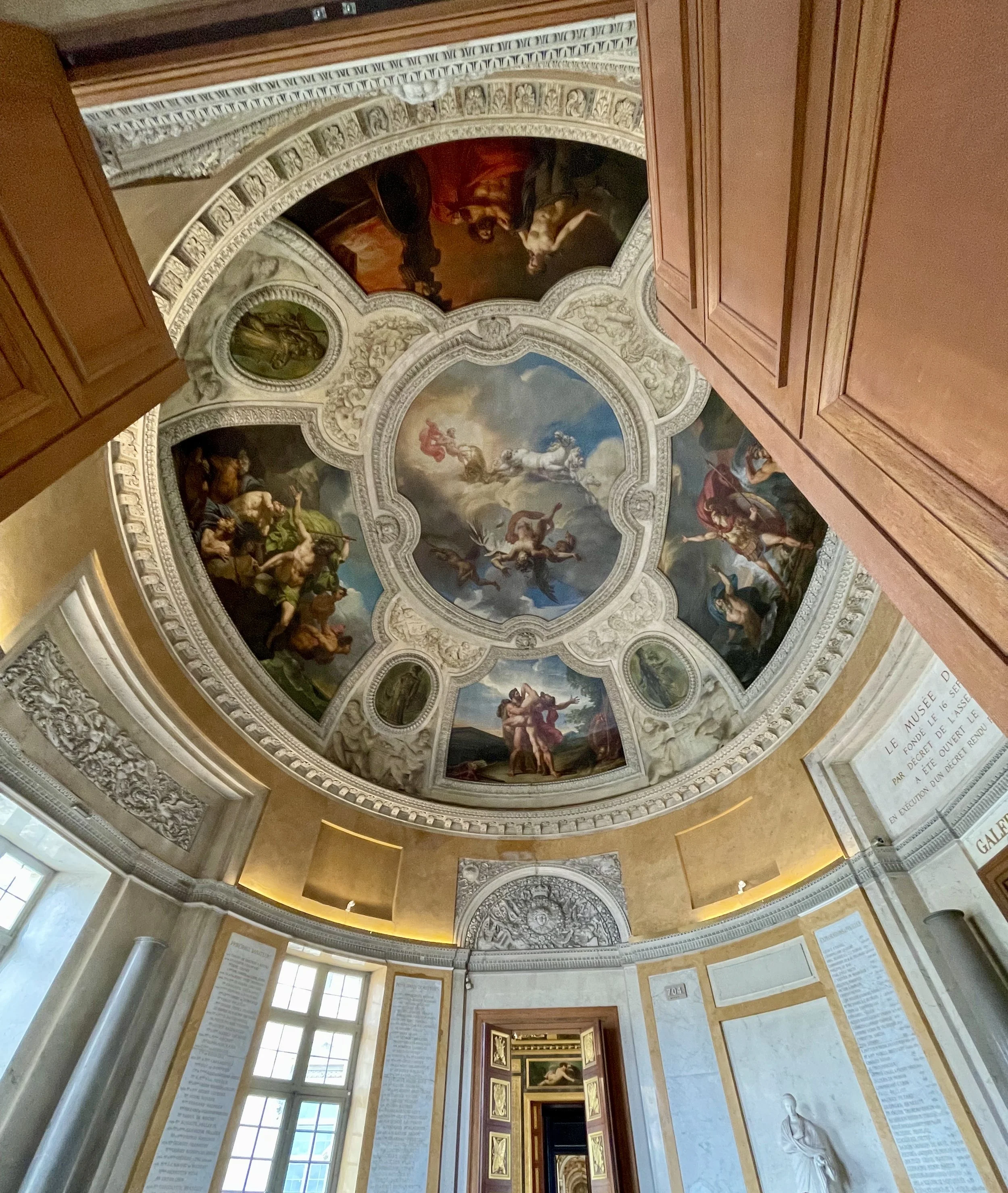 A ceiling in the Louvre Museum shows the incredible workmanship detail.