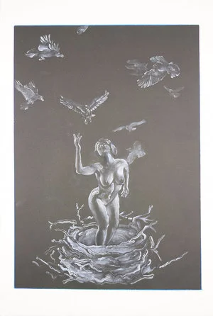 Fed By the Birds $75 Monotype on BFK with Ink 16" x 24" 2015