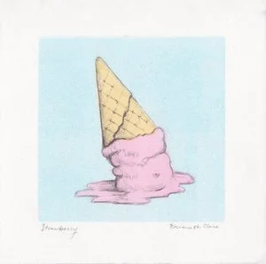 Strawberry $20 Monotype and Pencil 5” x 5” 2017