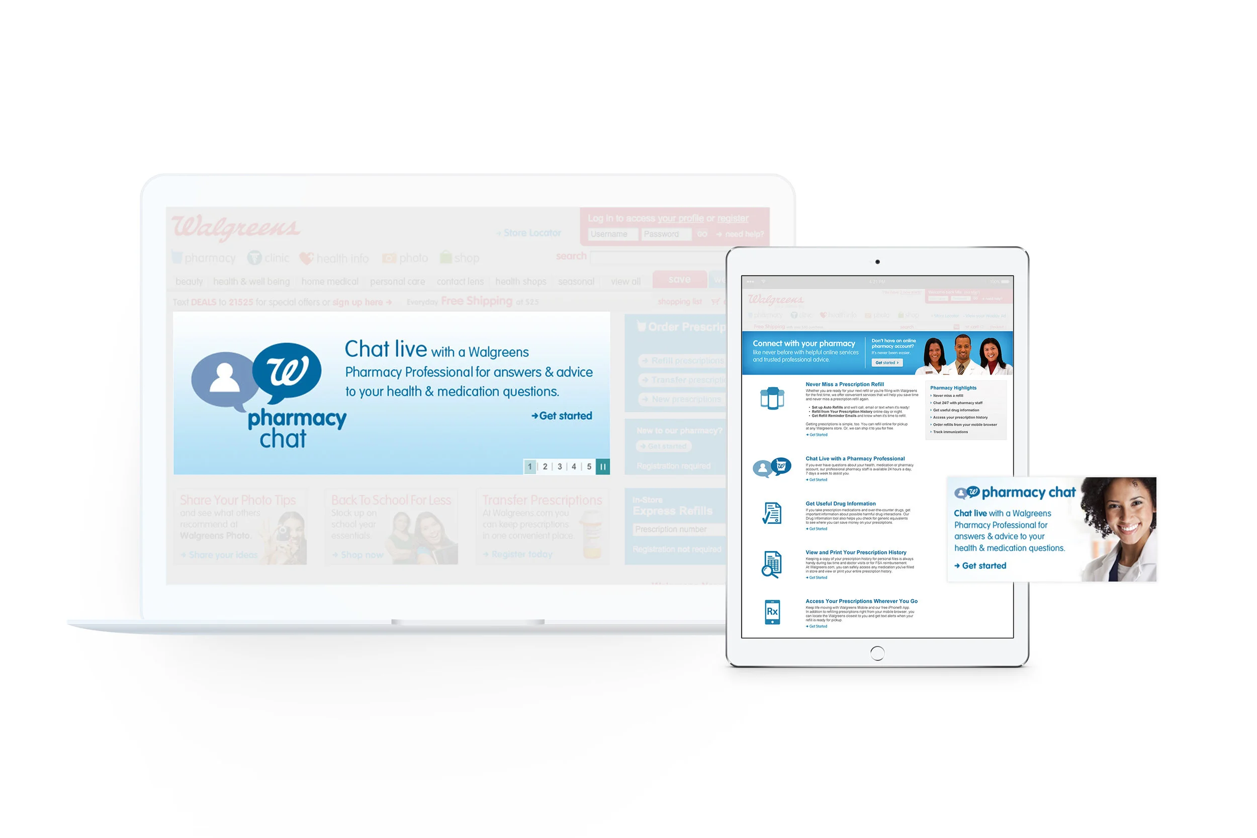   Walgreens Digital  Created designs for the website, emails, banners and logos to promote brands and services. 