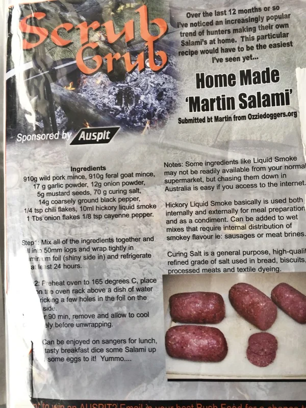 The actual salami recipe as featured in the book.