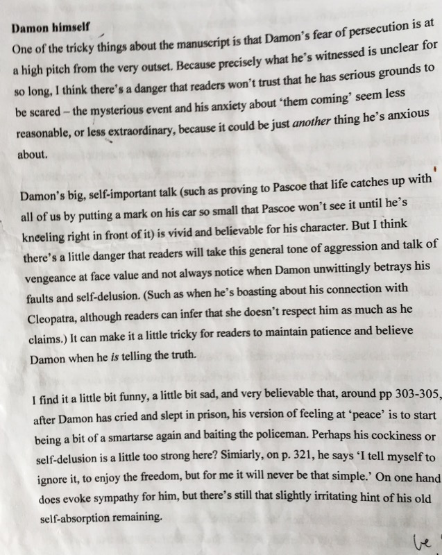 Editor's notes on Damon's character and some of the potential problems being an unlikable protagonist.