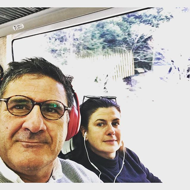 On our way to the Japanese Alps  on the bullet train. #bobdylan #raylamontagne  Guess who&rsquo;s listening to who #music #traintravel #views
