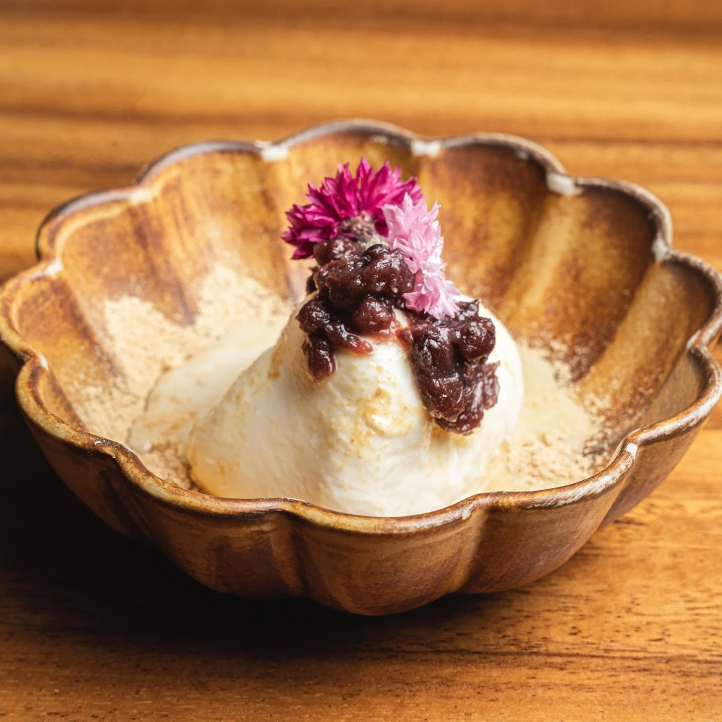 Final Courses of Omakase 🎏

A smooth Junmai Ginjo sake, served as a single shot, followed by Kinako Burrata with sweet red bean, kinako soybean powder, and a delicate sweet milk dressing &mdash; a graceful and comforting conclusion to the Omakase ex