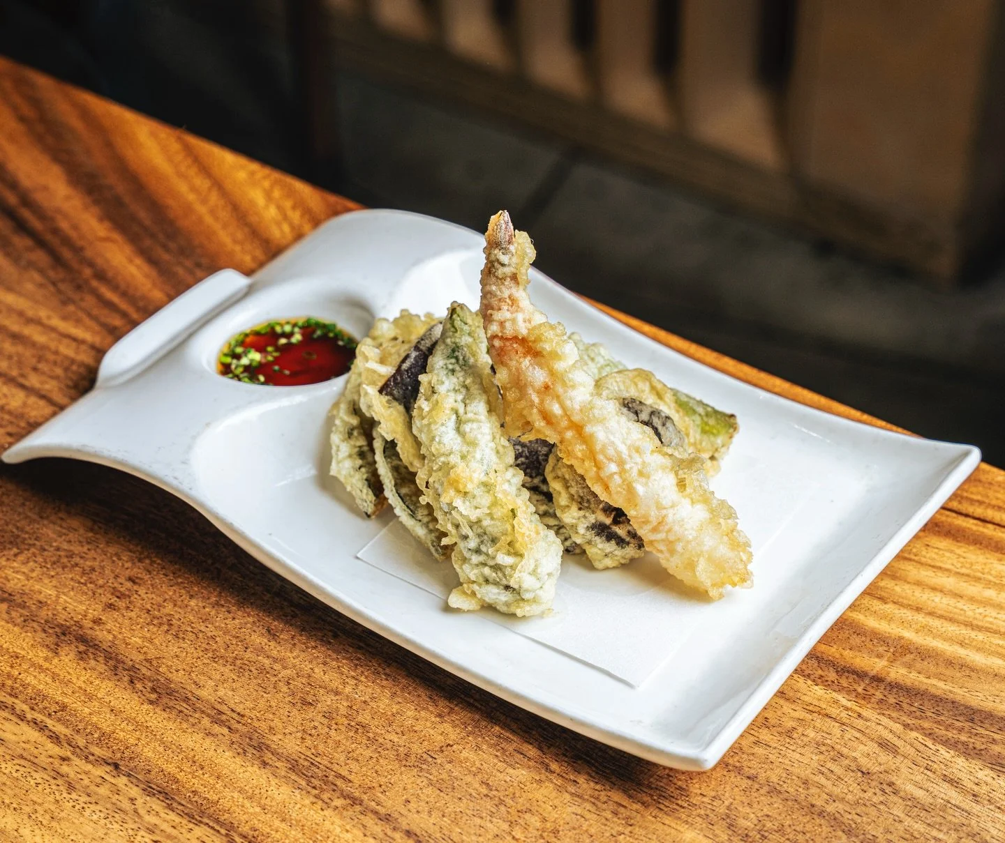Shrimp &amp; Mixed Vegetable Tempura
Okra, asparagus, mushrooms, kabocha, and eggplant with shrimp, served with house tempura dipping sauce ✨