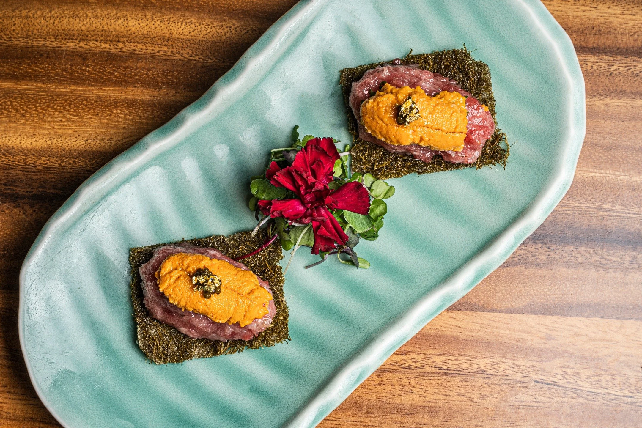 Toro Uni (GF) ✨
Indulge in rich tuna belly topped with fresh scallions, crispy sea trumpet, and luxurious caviar&mdash;an elevated bite of pure umami.