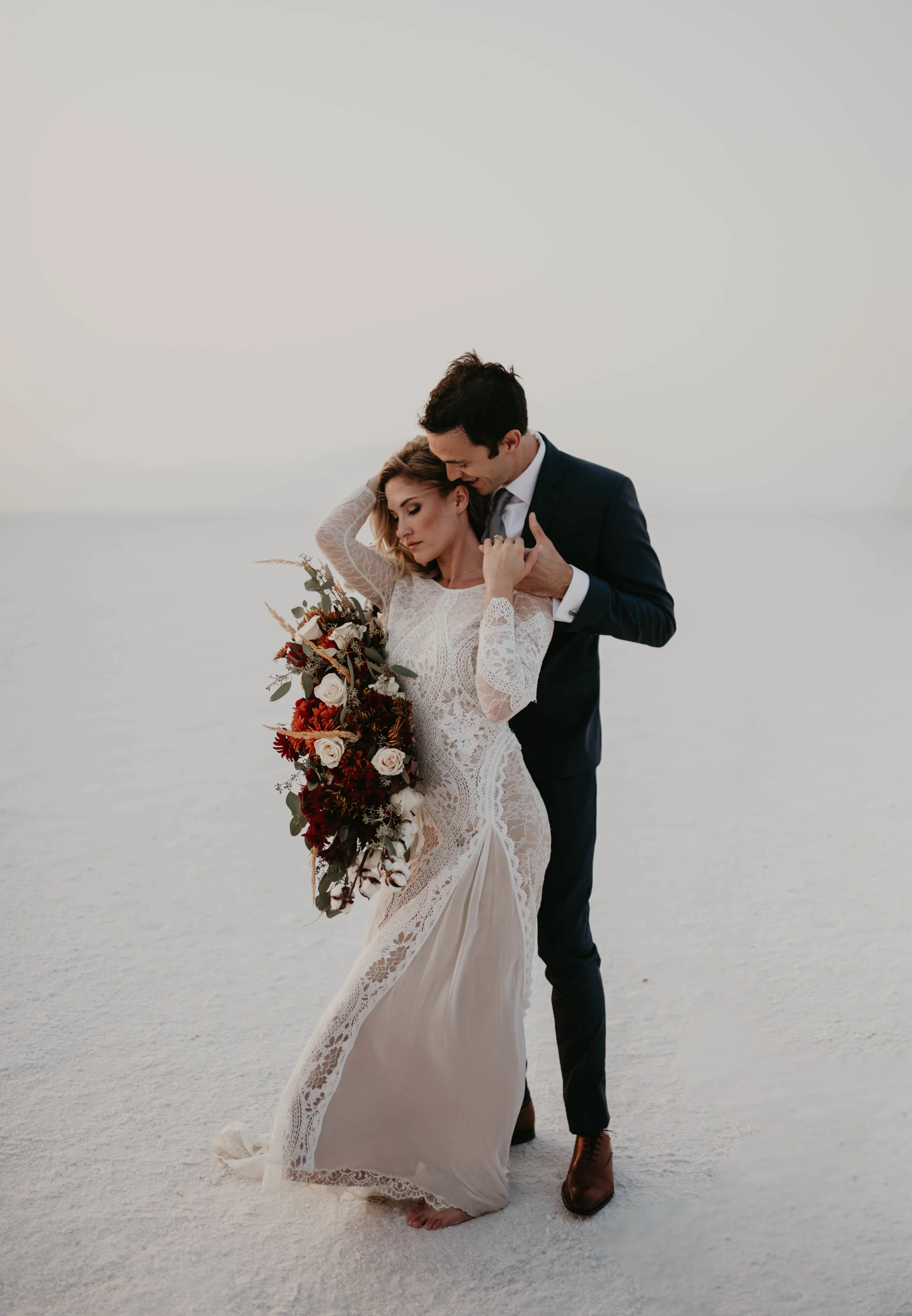 Arctic Bridal Session at the Bonneville Salt Flats