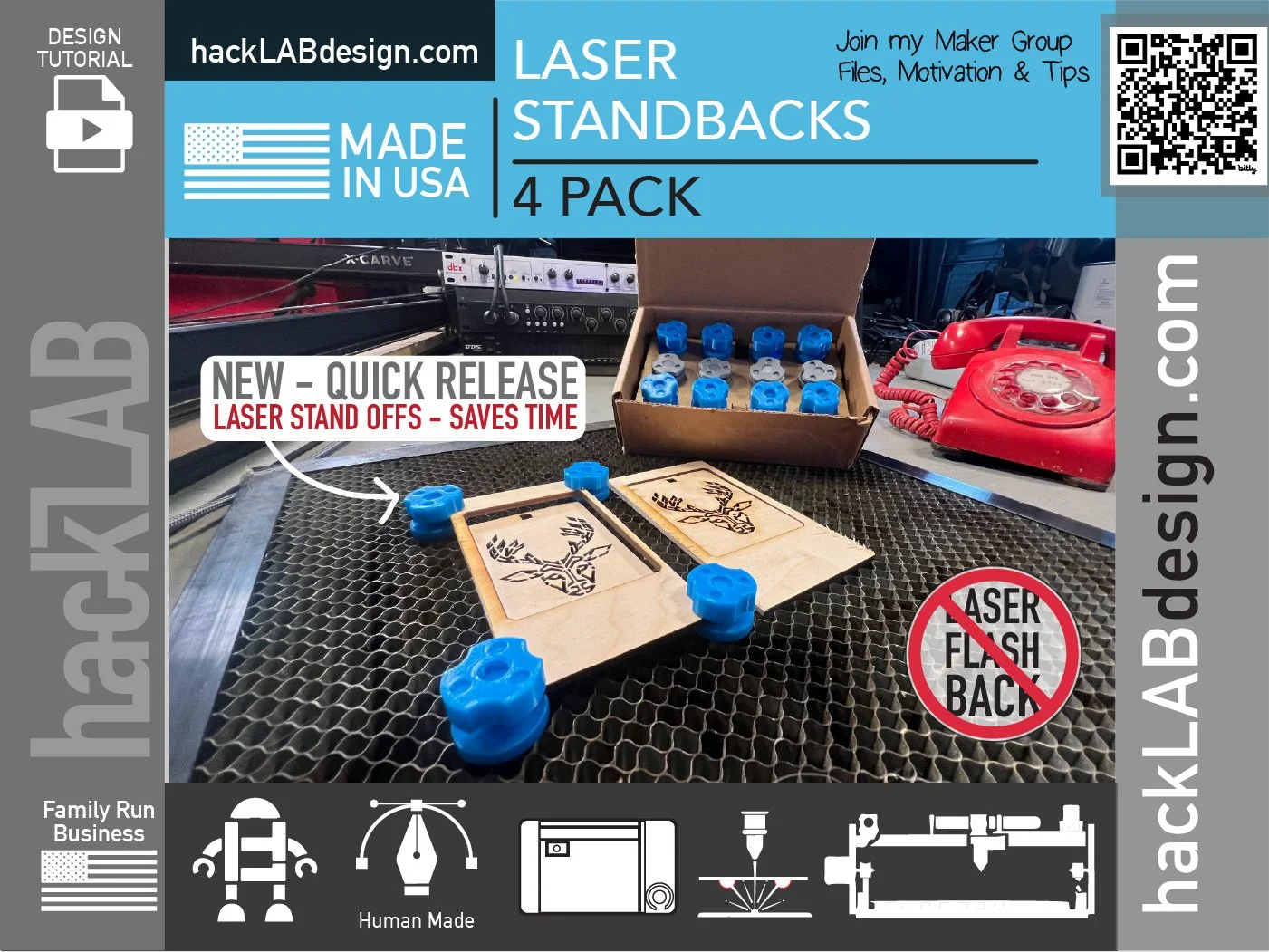 Standbacks - Laser Cutter Engraver Flashback Standoffs - Set of 4