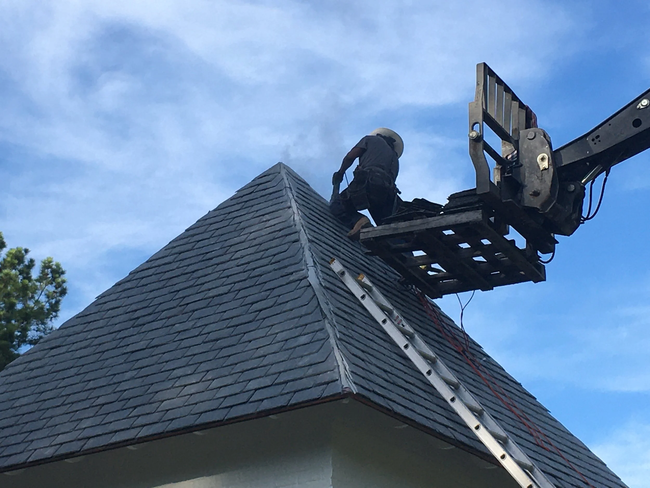 Construction Progress (Slate Roof Installation)